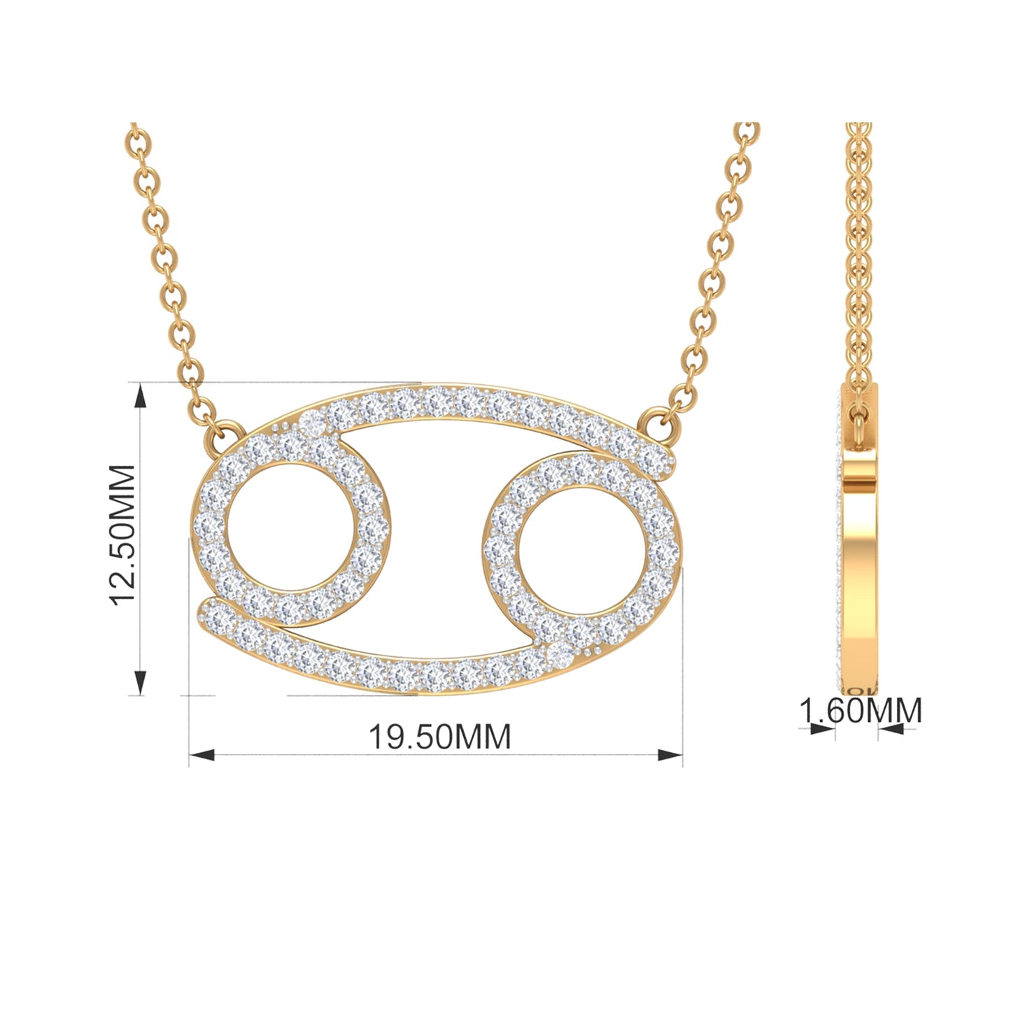 Certified Lab Grown Diamond Star Sign Cancer Necklace