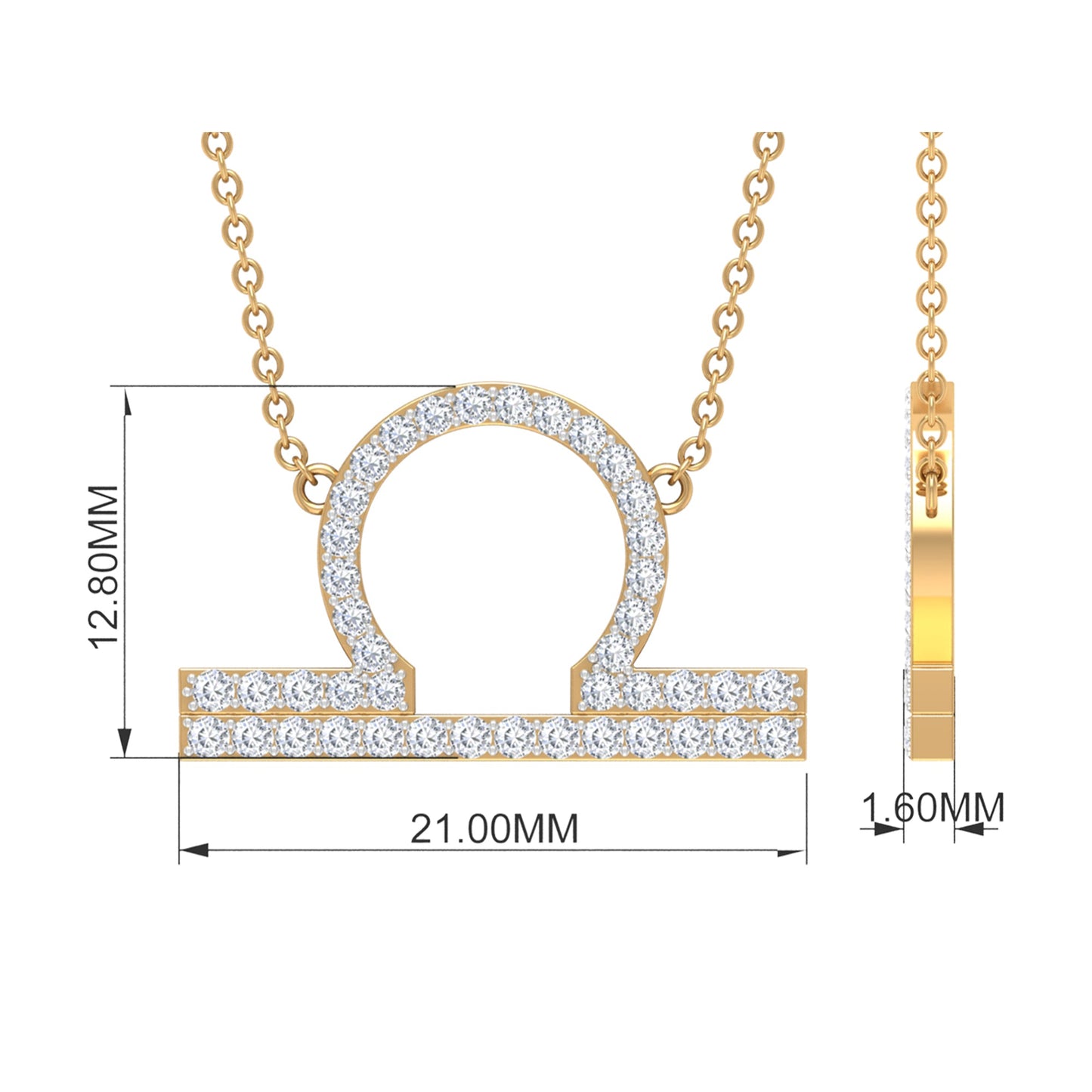 Lab Grown Diamond Libra Zodiac Sign Necklace