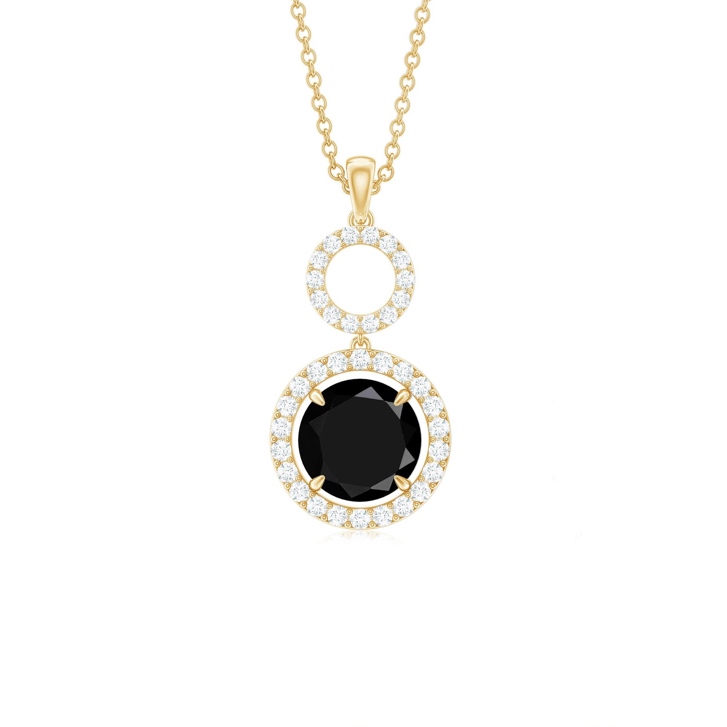 Lab Created Black Diamond Drop & Dangle Necklace with White Diamond