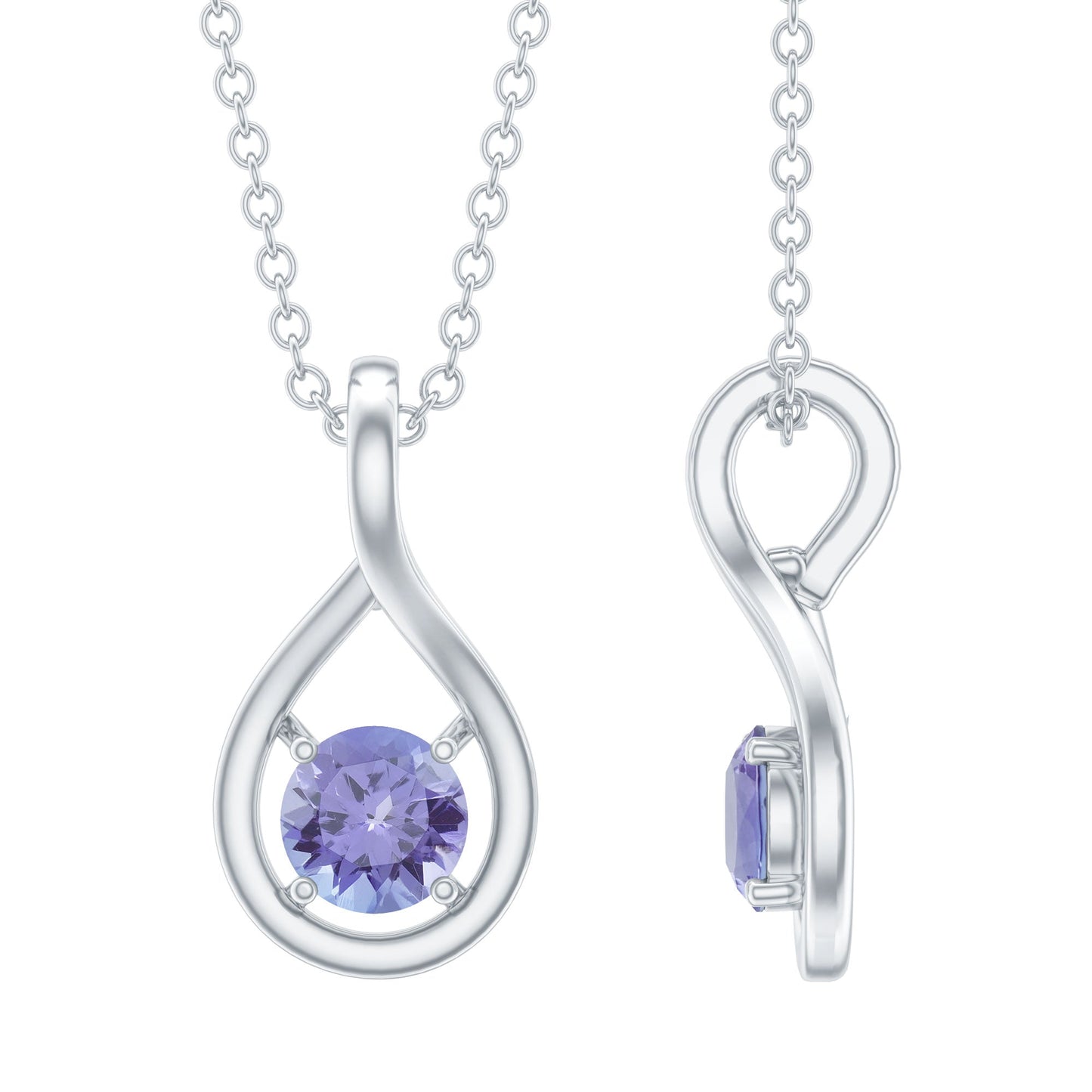 Certified 0.5 Carat Round Tanzanite Teardrop Pendant