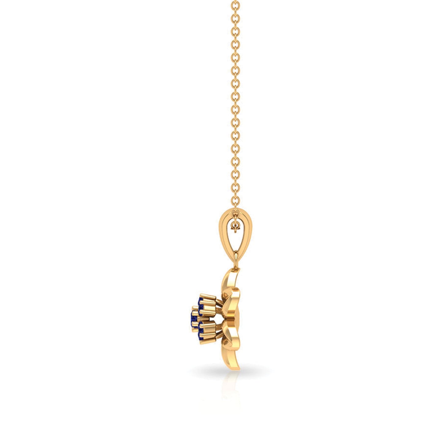 Real Blue Sapphire Flower Pendant Necklace