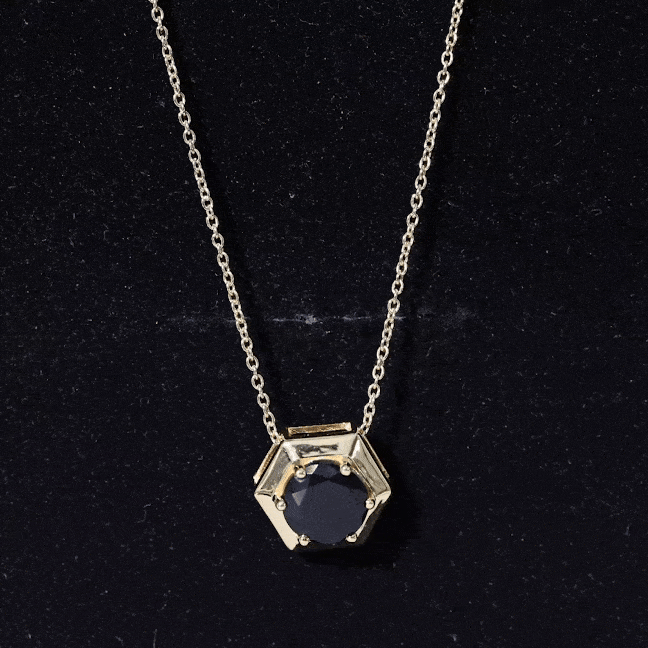 Lab Grown Black Diamond Hexagon Pendant Necklace