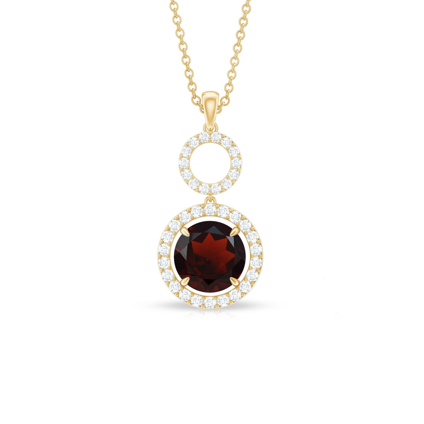 Real Garnet Circle Eternity Necklace with Diamond