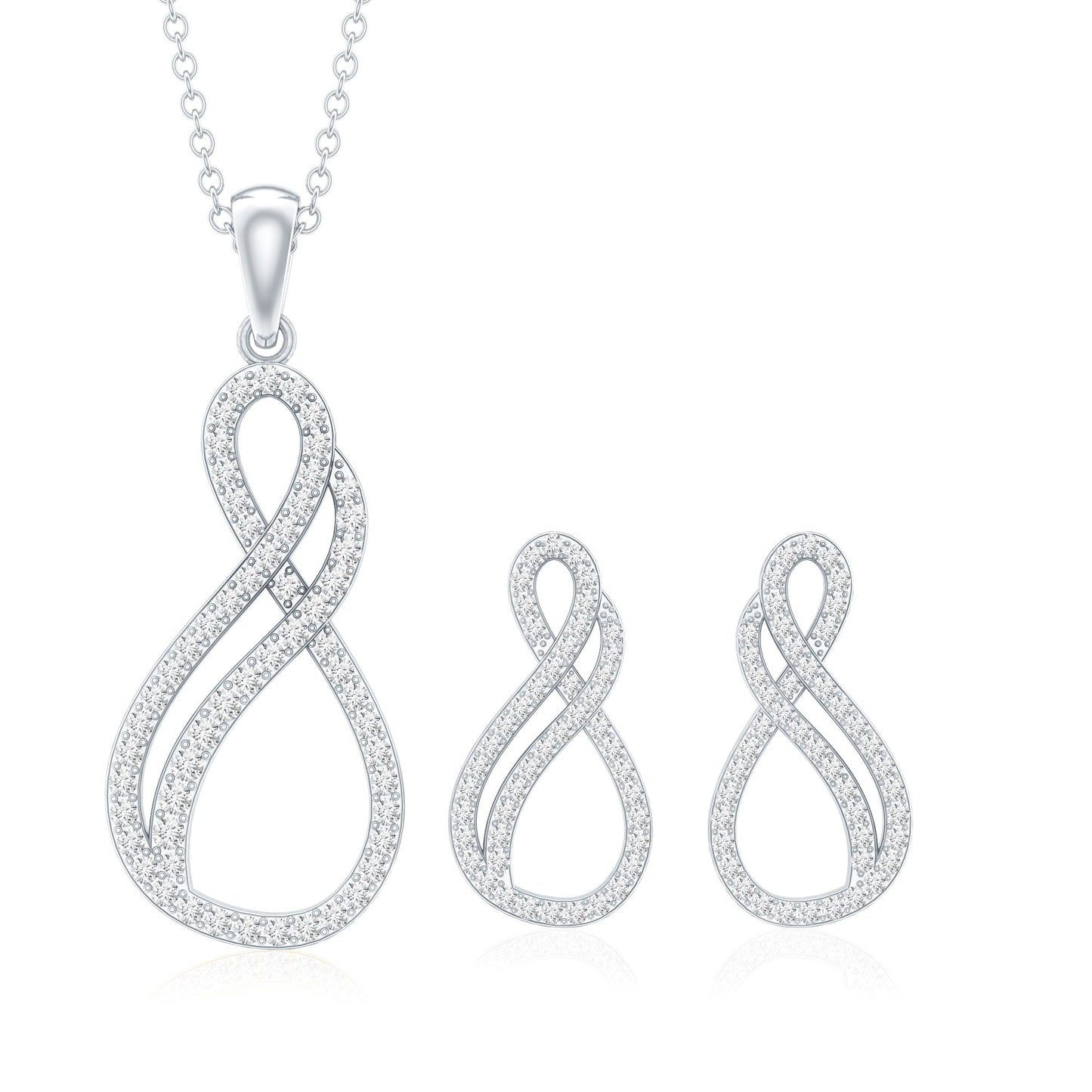 Diamond Infinity Necklace Earrings Set For Women