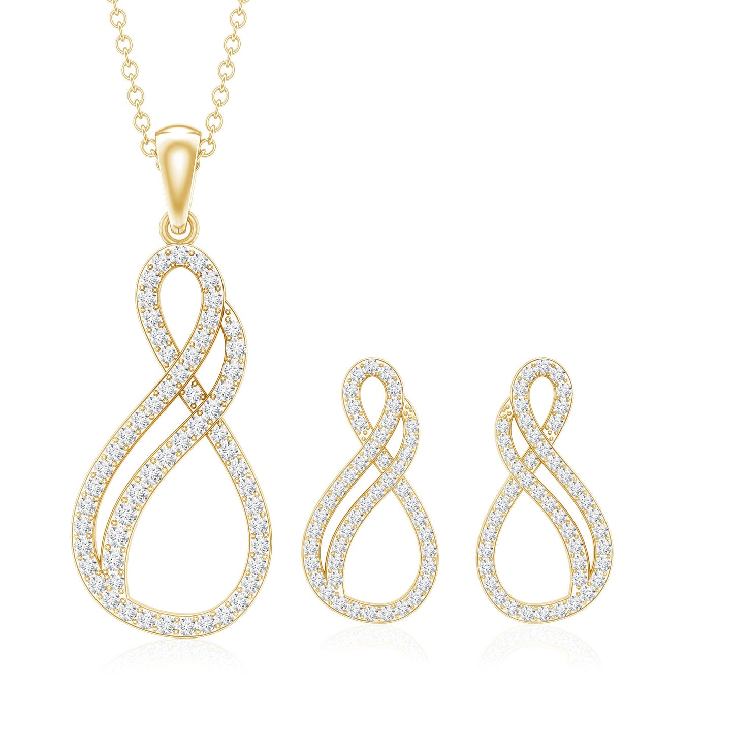 Diamond Infinity Necklace Earrings Set For Women