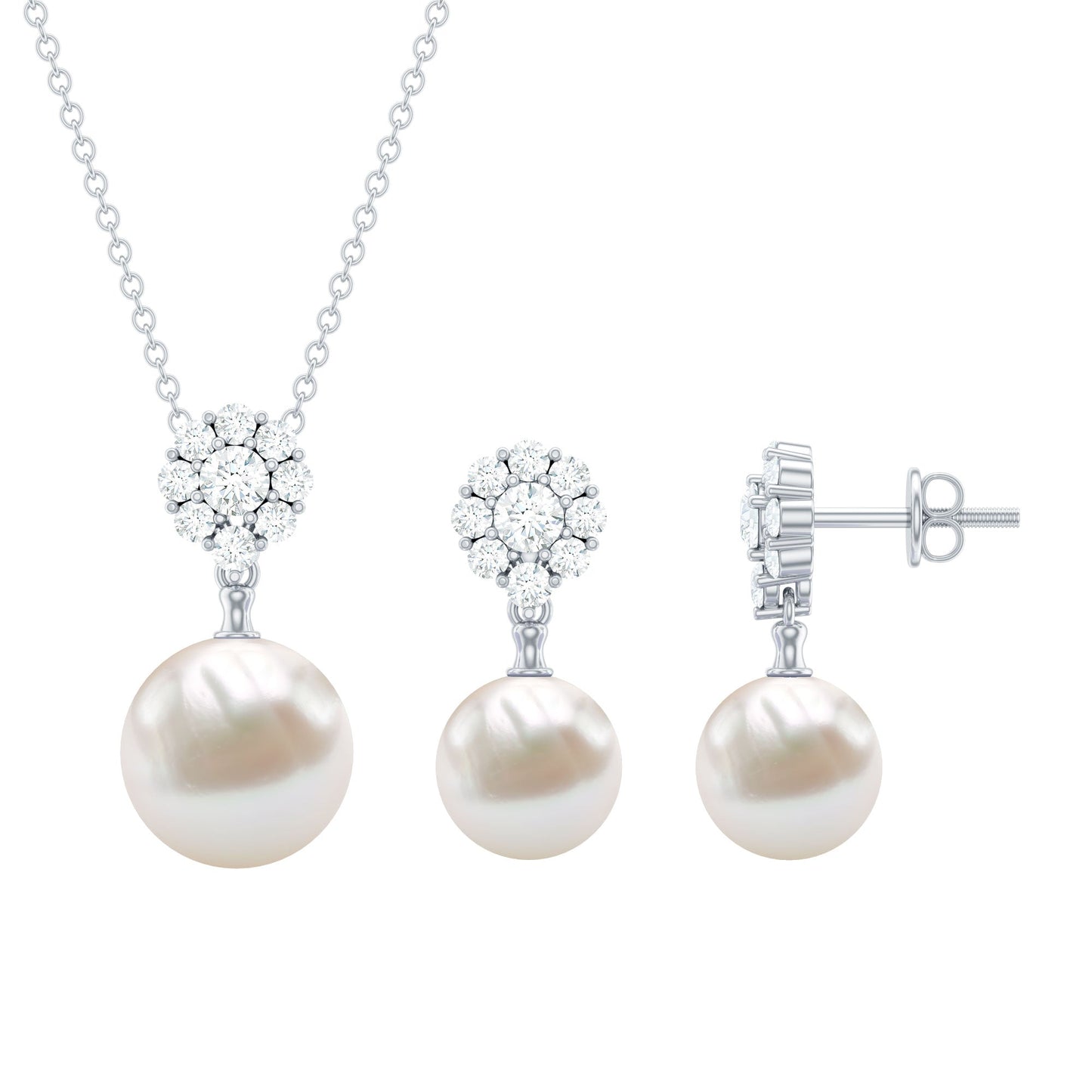 Genuine Freshwater Pearl Flower Jewelry Set for Brides