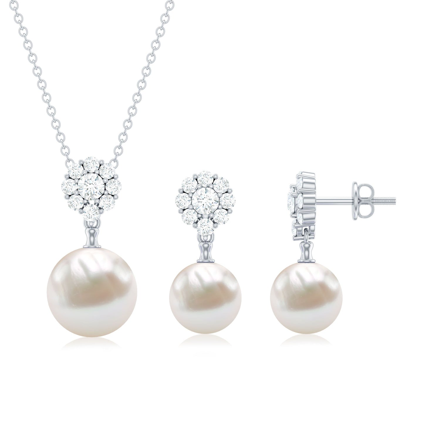Genuine Freshwater Pearl Flower Jewelry Set for Brides