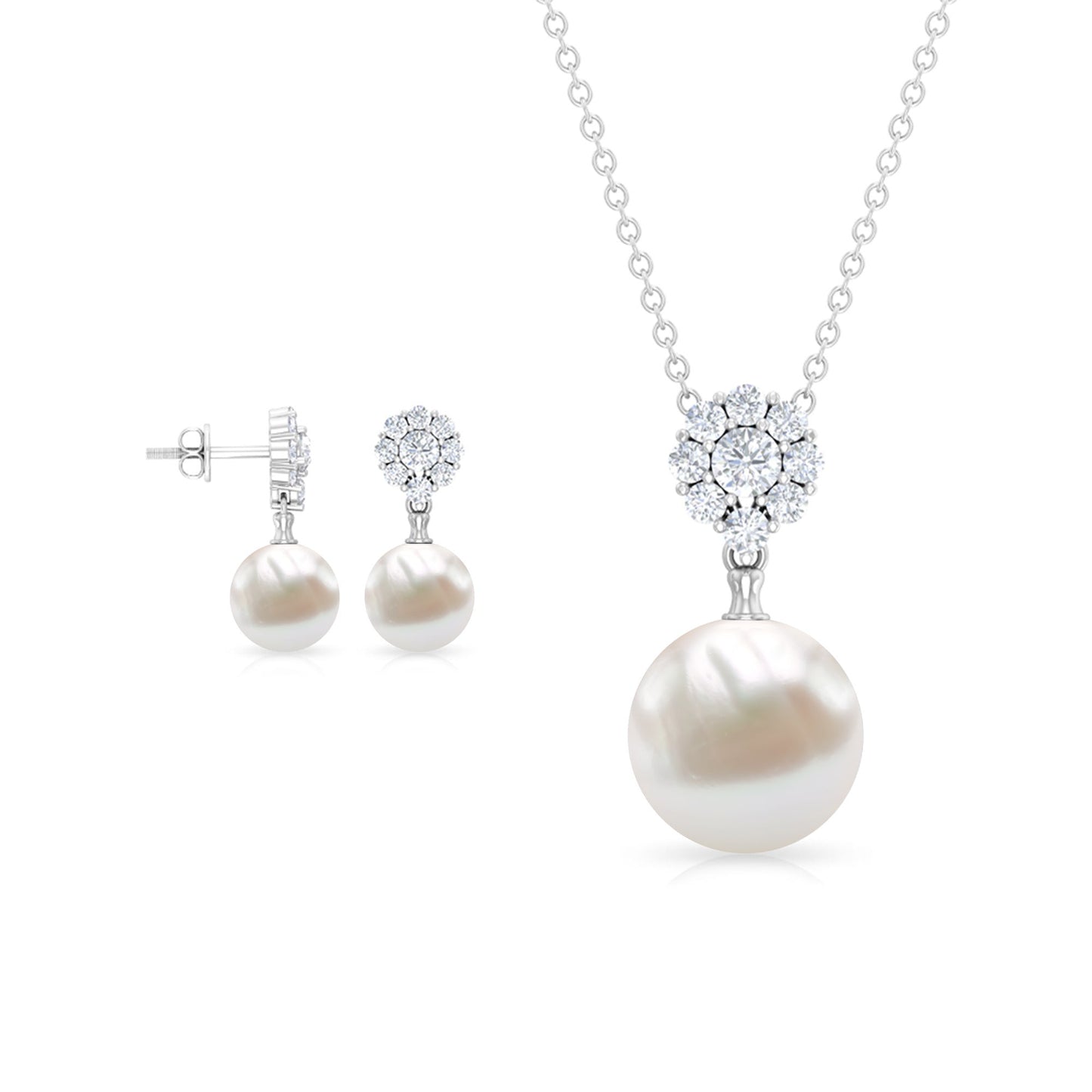 Genuine Freshwater Pearl Flower Jewelry Set for Brides