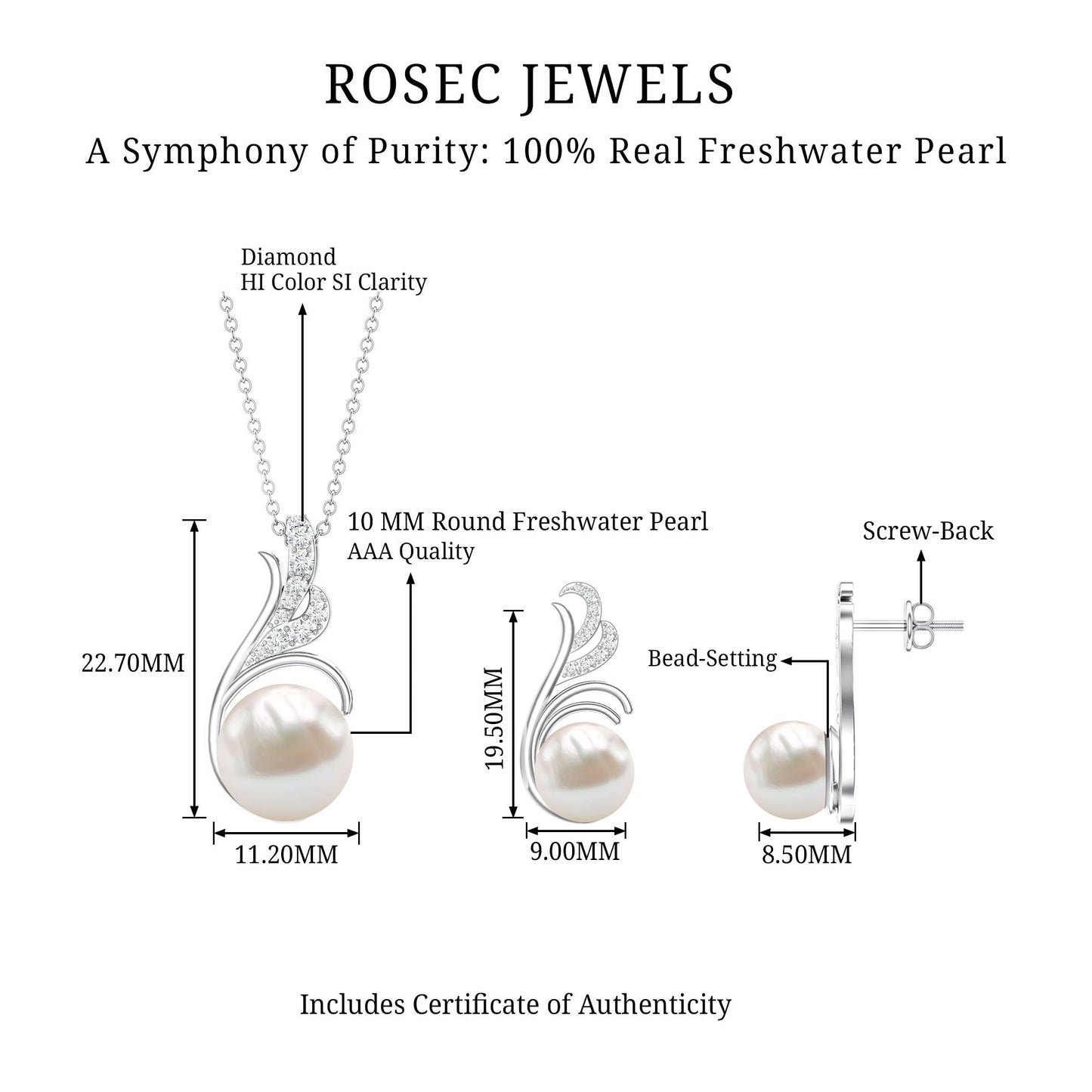 Freshwater Pearl and Diamond Designer Jewelry Set