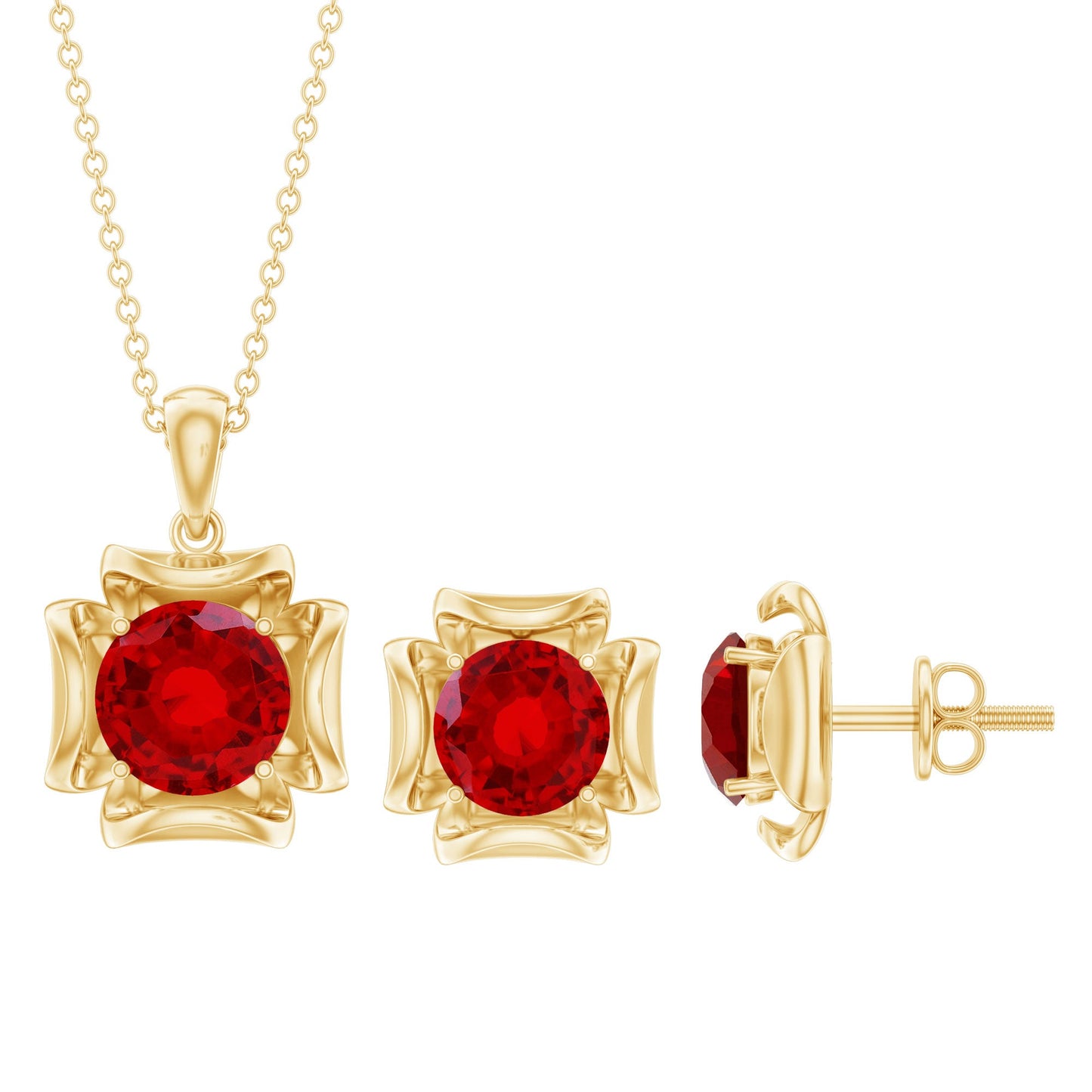Lab Created Ruby Necklace and Earrings Set for Women