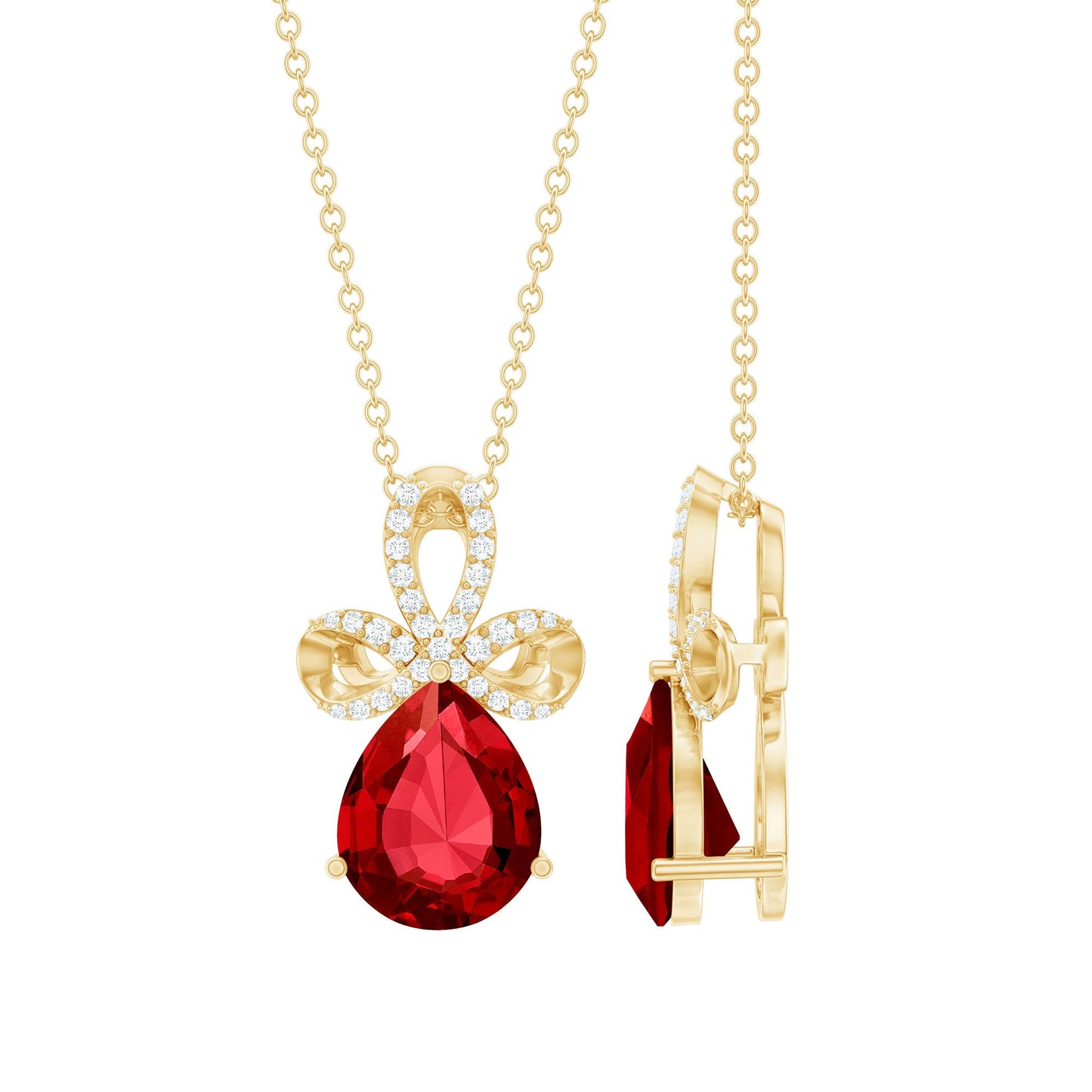 Designer Lab Grown Ruby Pendant Necklace with Diamond