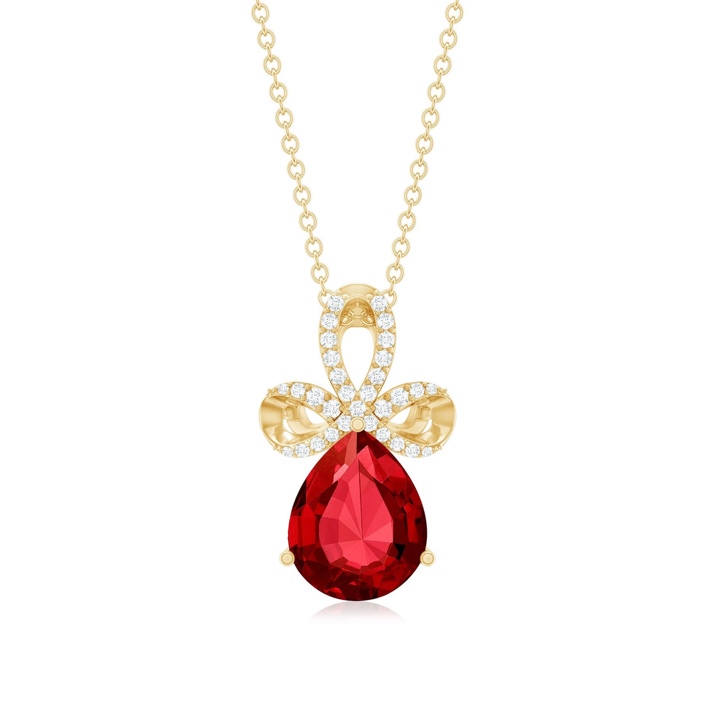 Designer Lab Grown Ruby Pendant Necklace with Diamond