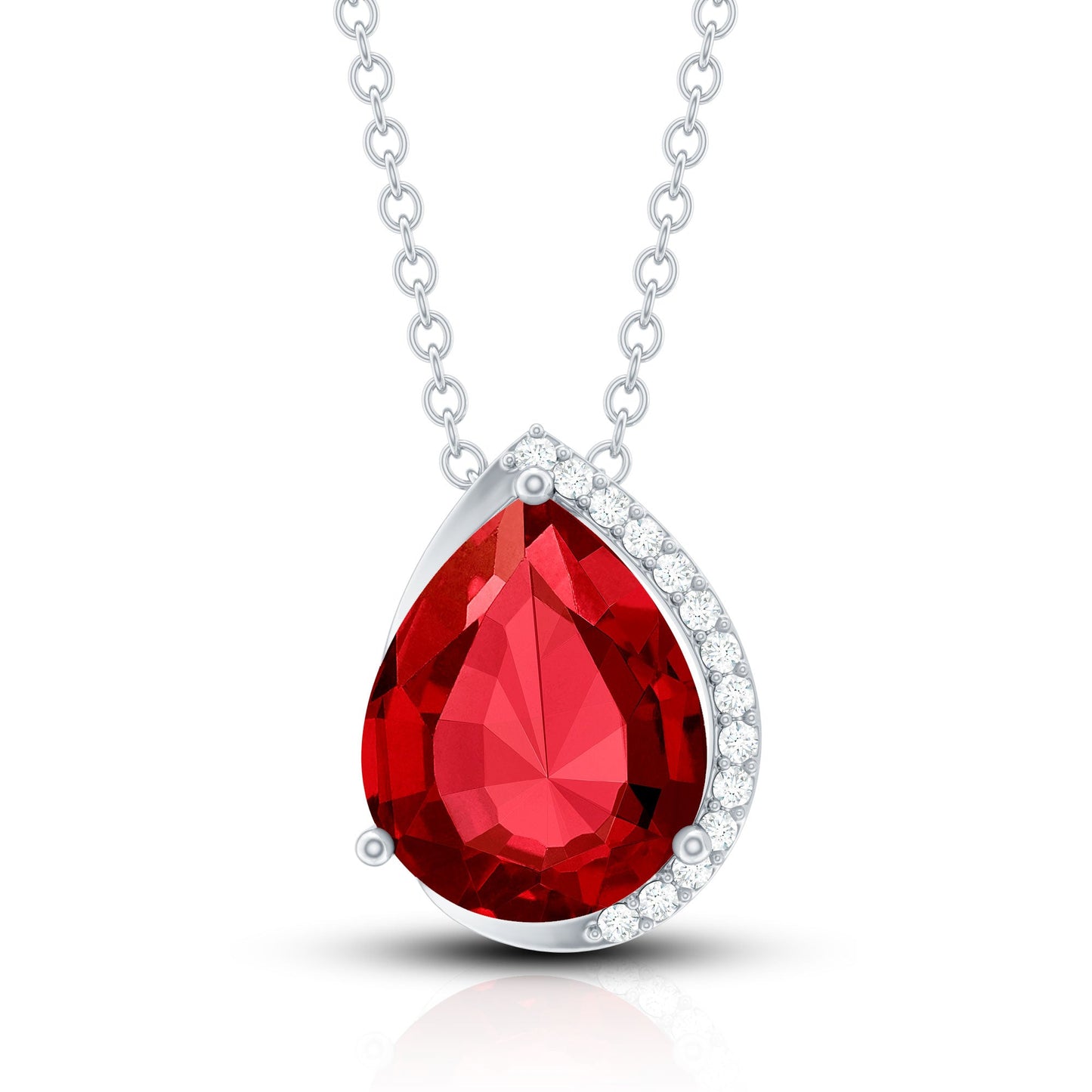 Lab Grown Ruby Teardrop Designer Necklace with Diamond