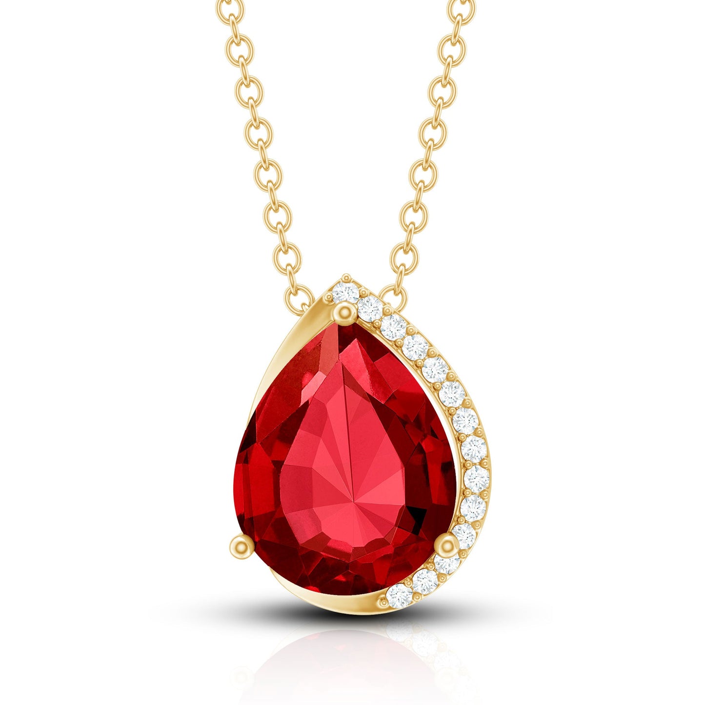Lab Grown Ruby Teardrop Designer Necklace with Diamond
