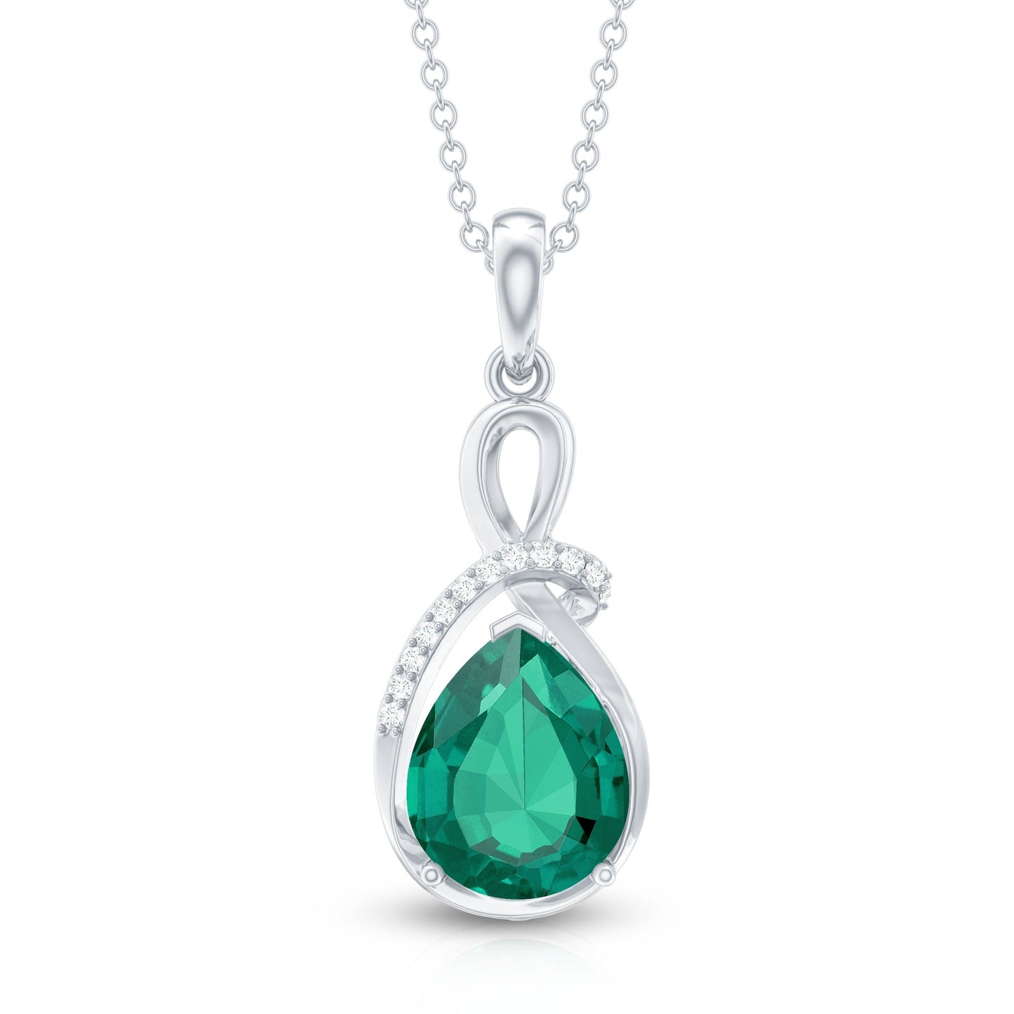 Lab Grown Emerald Diamond Infinity Necklace