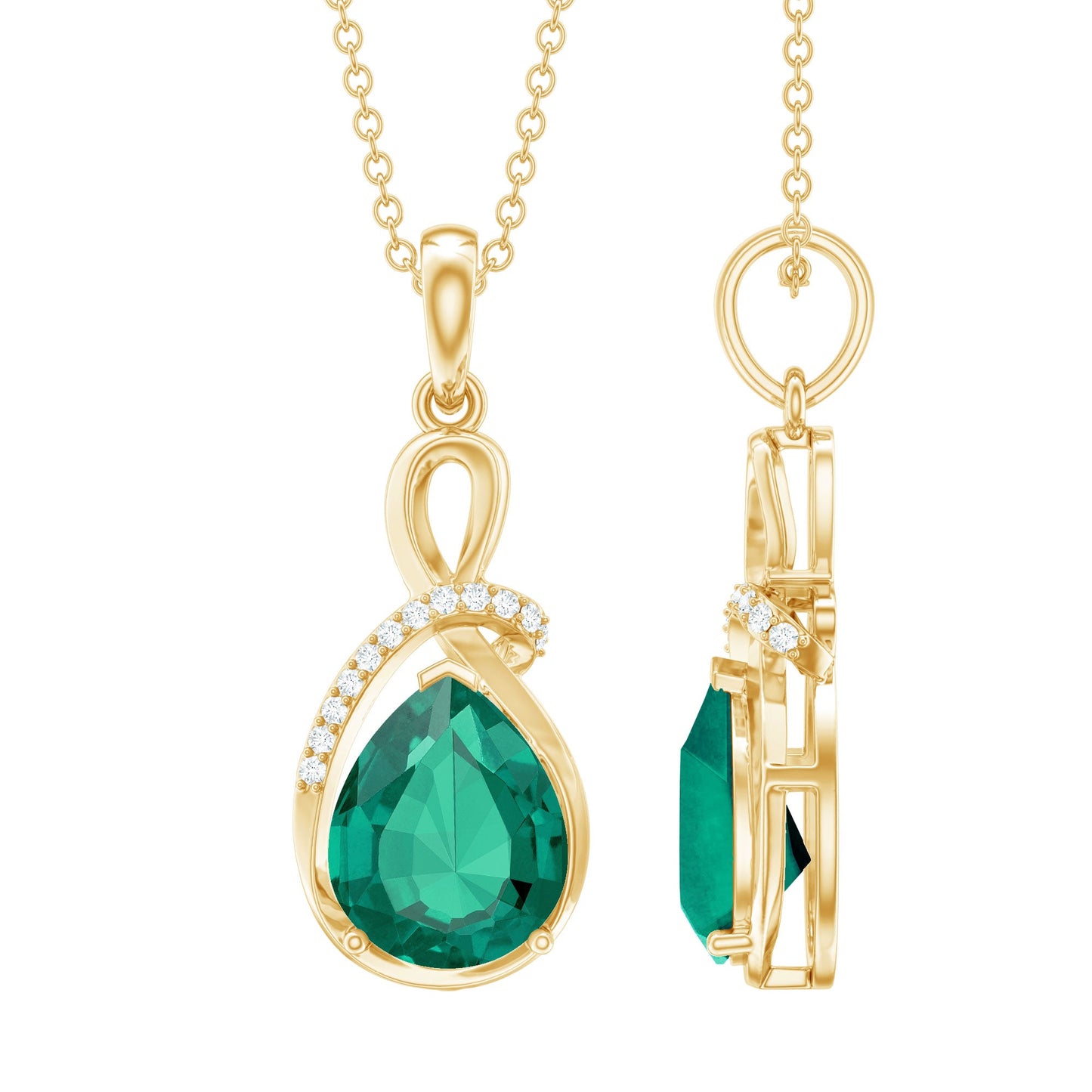 Lab Grown Emerald Diamond Infinity Necklace