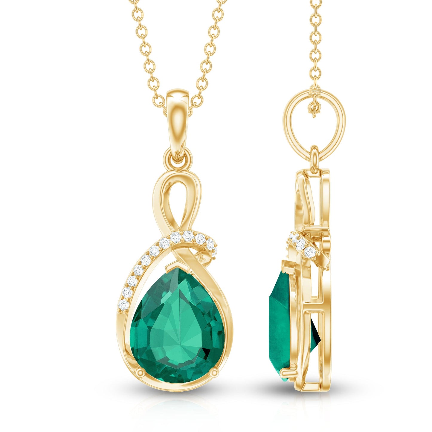 Lab Grown Emerald Diamond Infinity Necklace