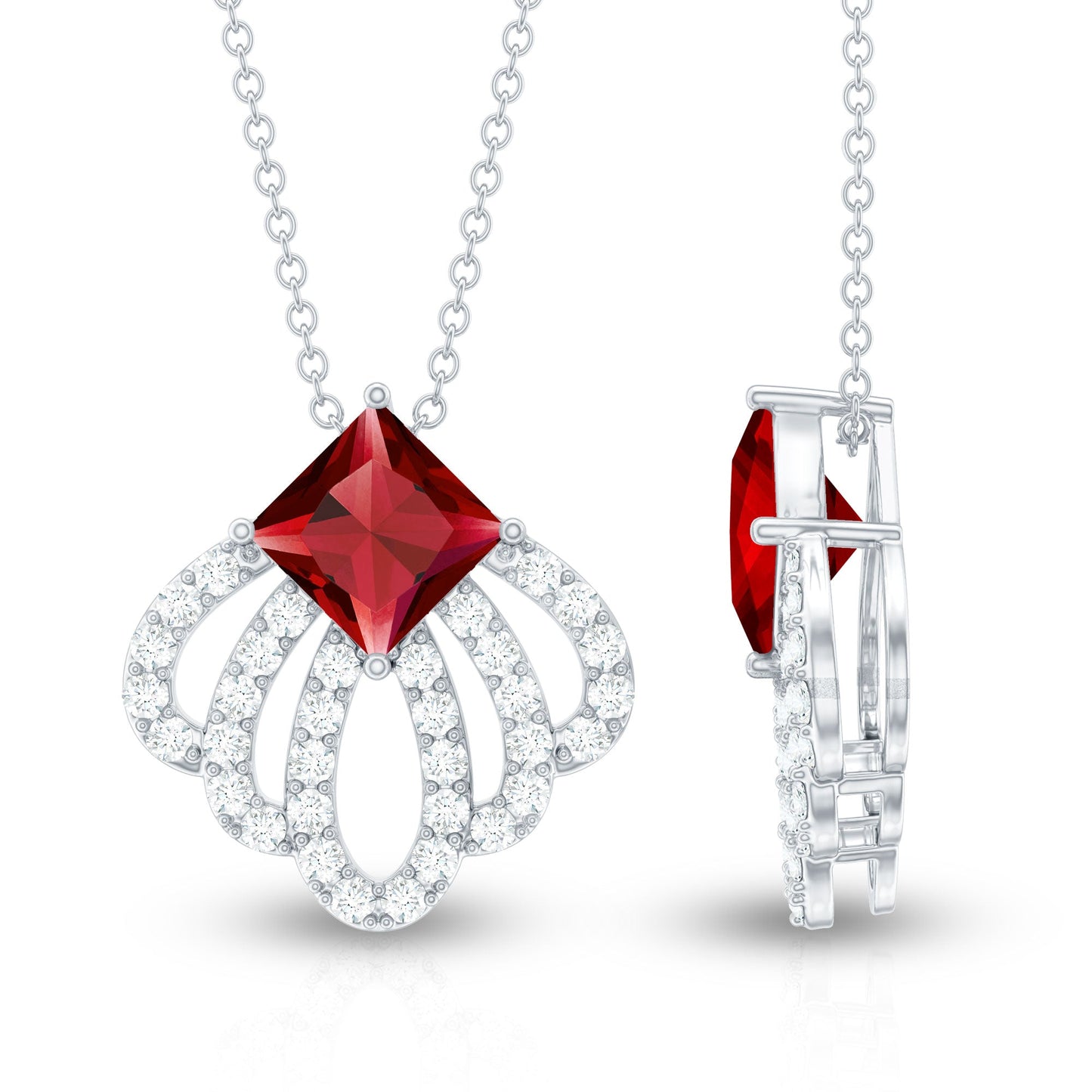 Lab Grown Ruby Diamond Designer Wedding Necklace