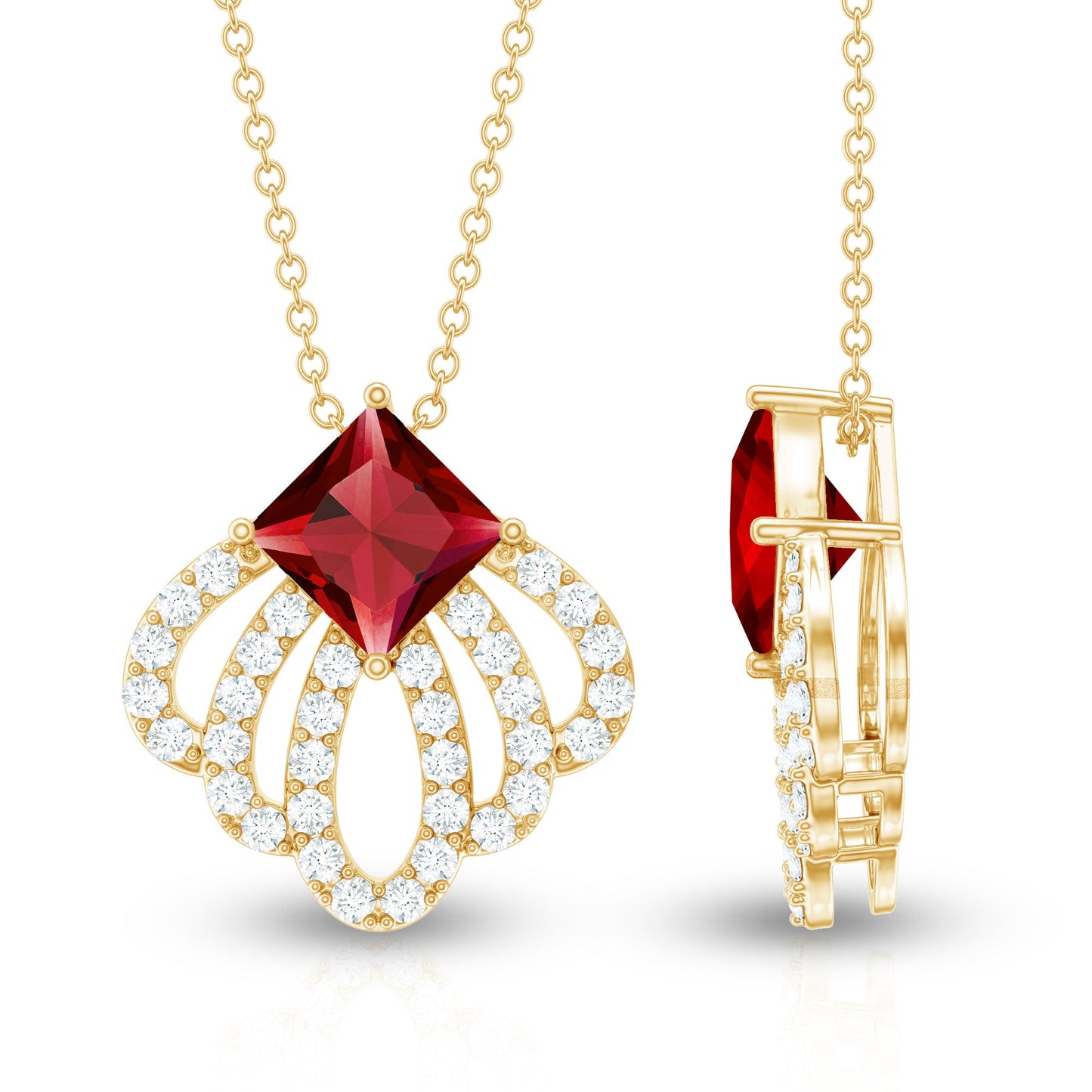 Lab Grown Ruby Diamond Designer Wedding Necklace