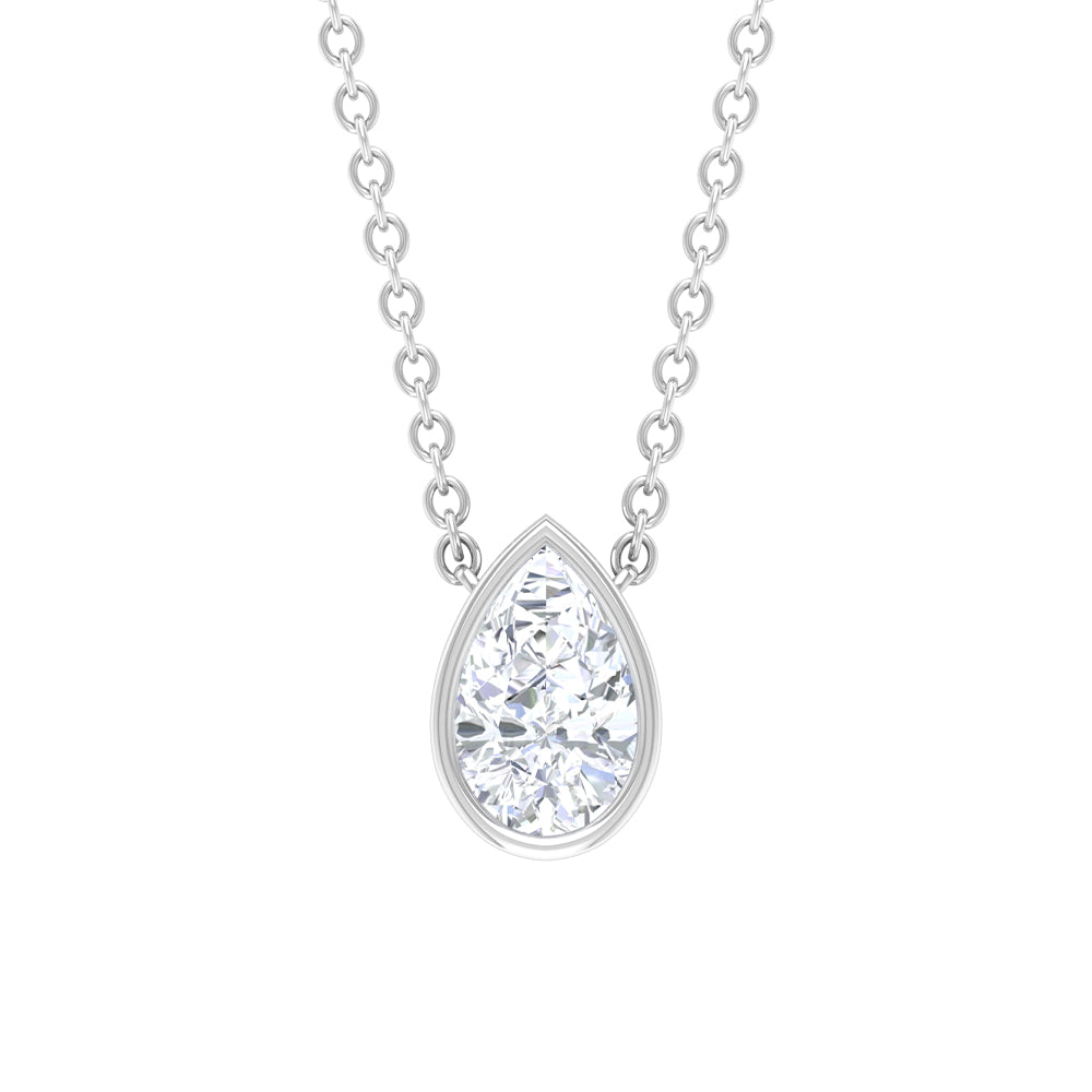 Pear Shape Real Diamond Solitaire Necklace