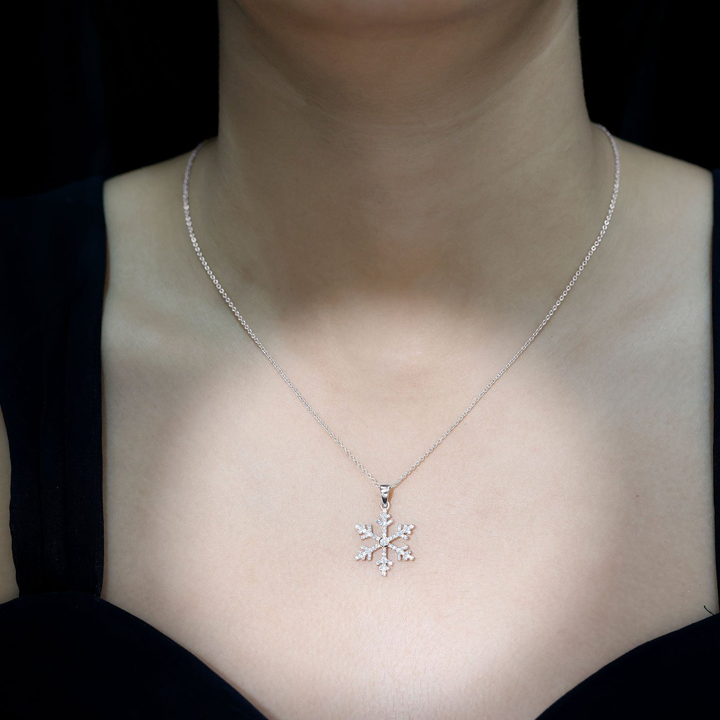 Genuine Diamond Snowflake Pendant for Women