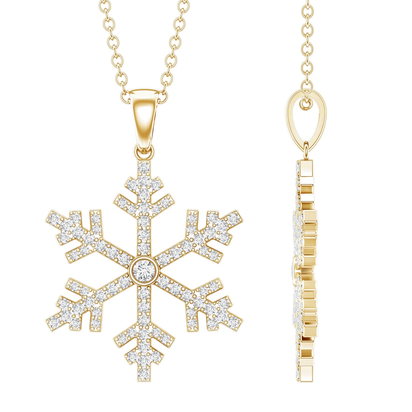 Genuine Diamond Snowflake Pendant for Women