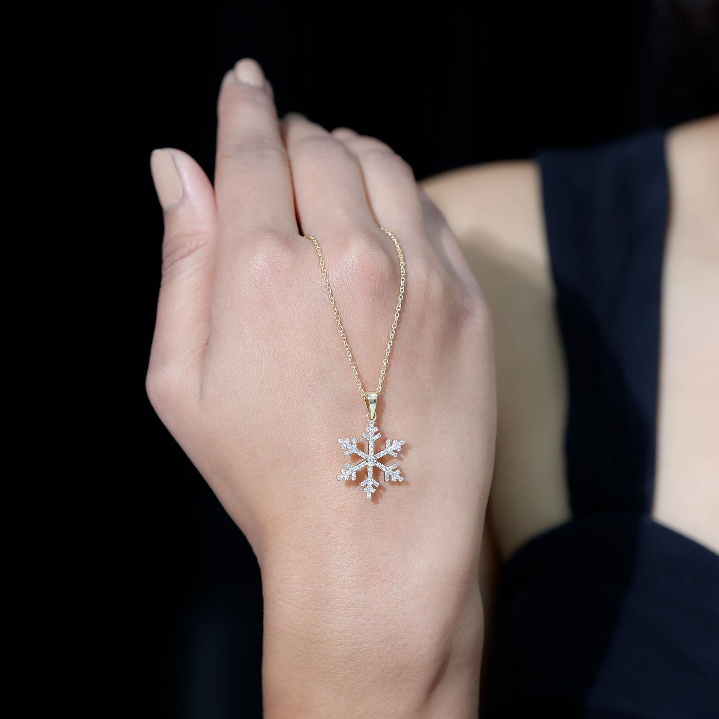 Genuine Diamond Snowflake Pendant for Women