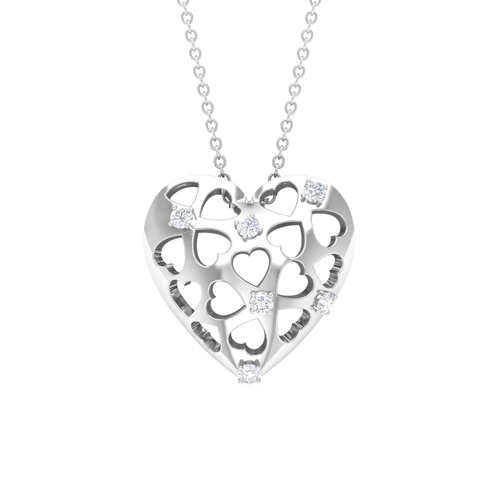 Heart Shaped Openwork Diamond Necklace