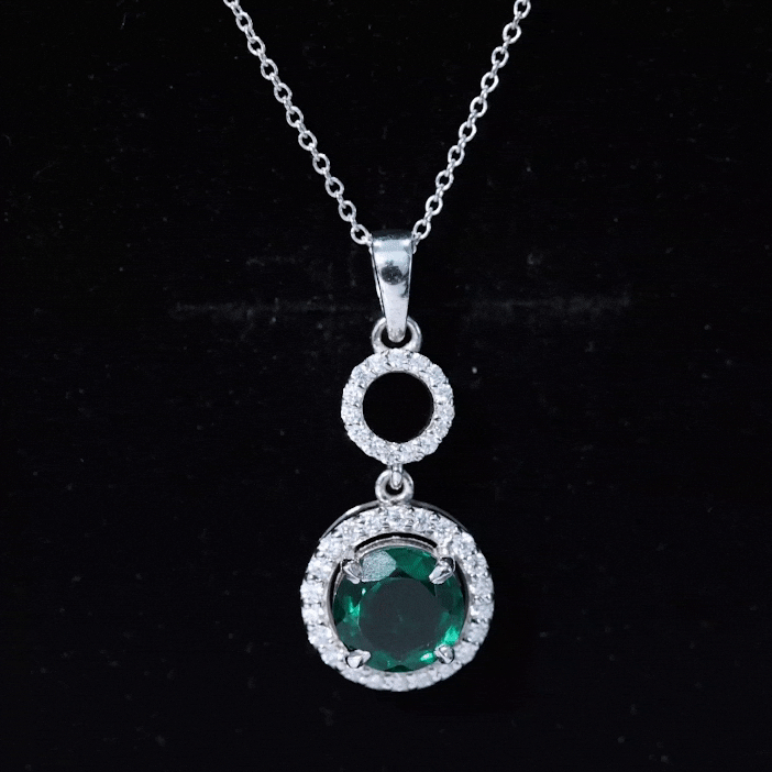 Certified Lab Created Emerald Wedding Necklace with Chain