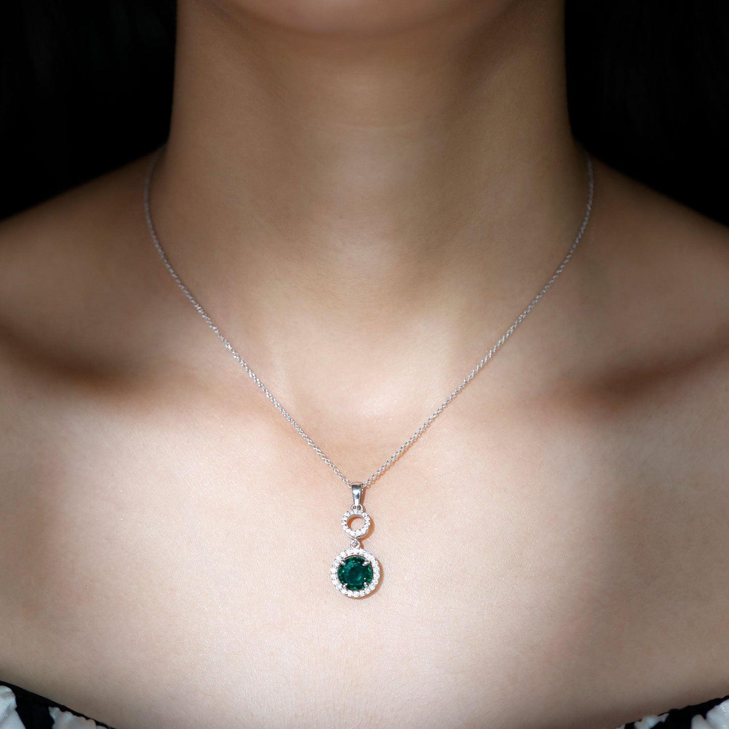 Certified Lab Created Emerald Wedding Necklace with Chain