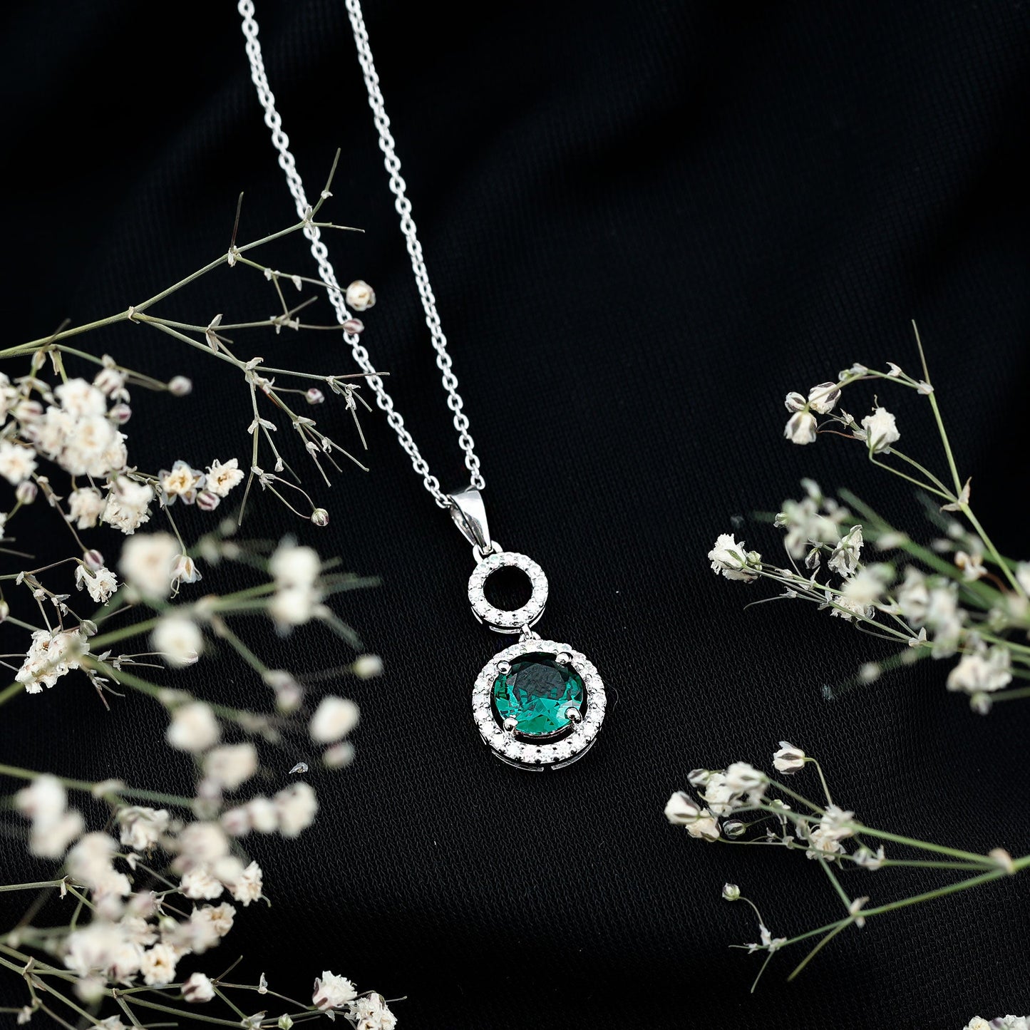Certified Lab Created Emerald Wedding Necklace with Chain