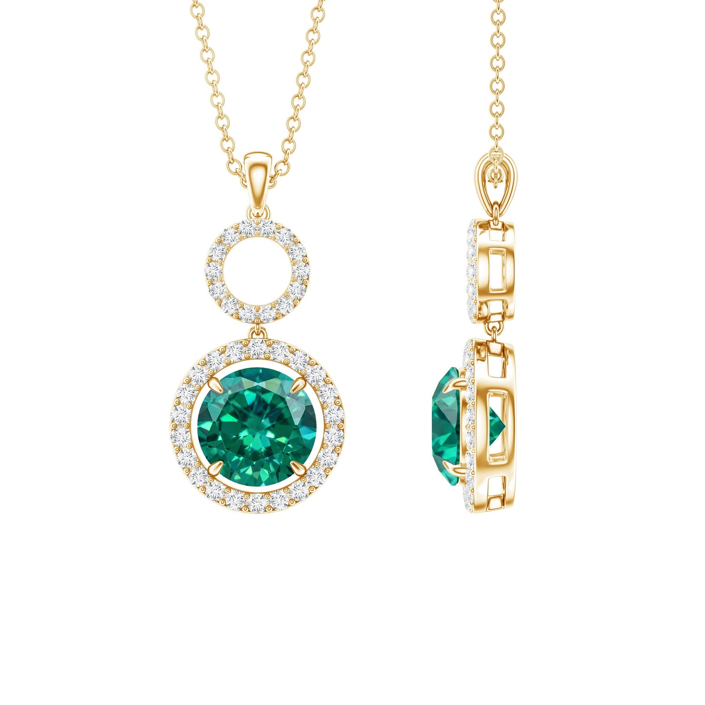 Certified Lab Created Emerald Wedding Necklace with Chain