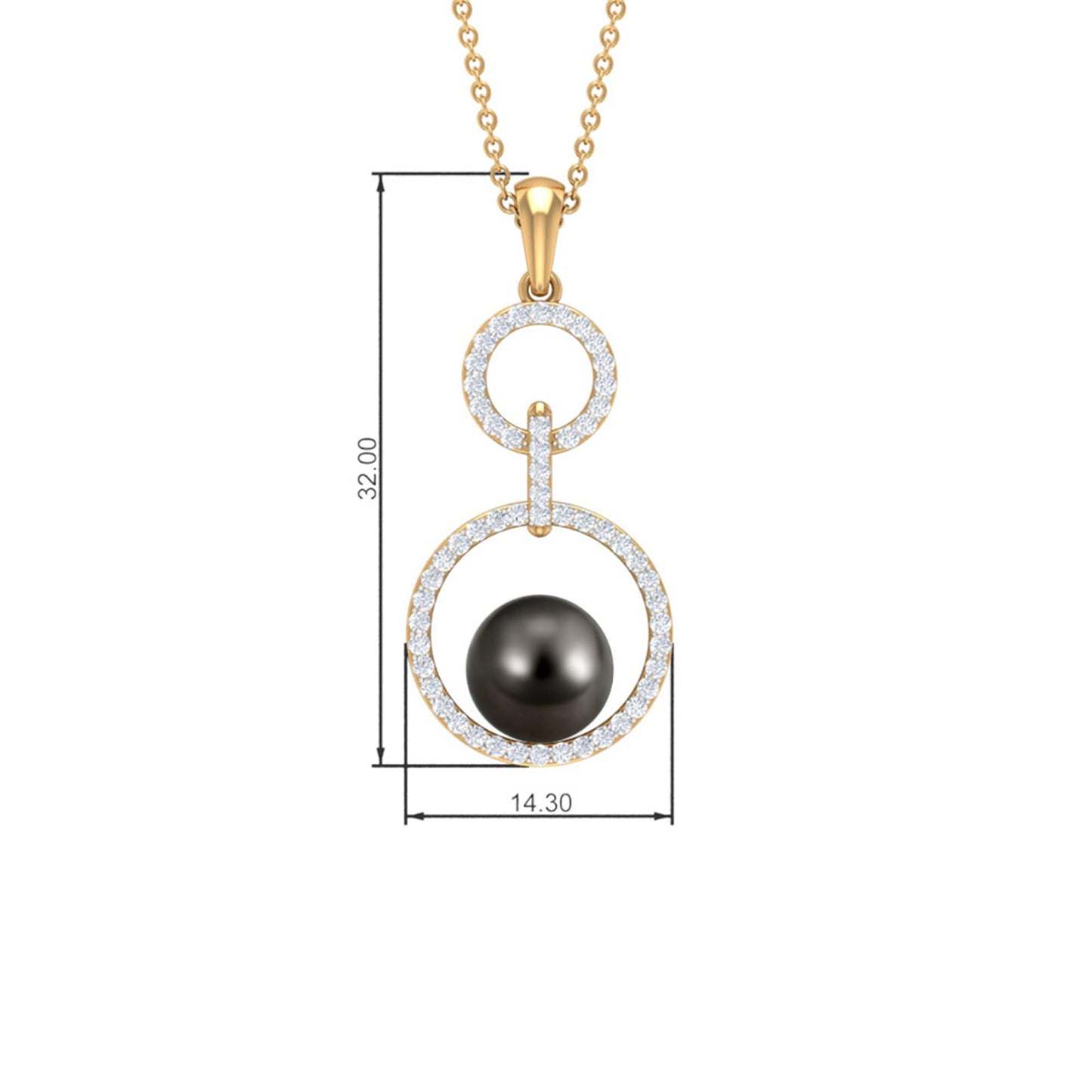 Tahitian Pearl and Diamond Eternity Dangle Pendant