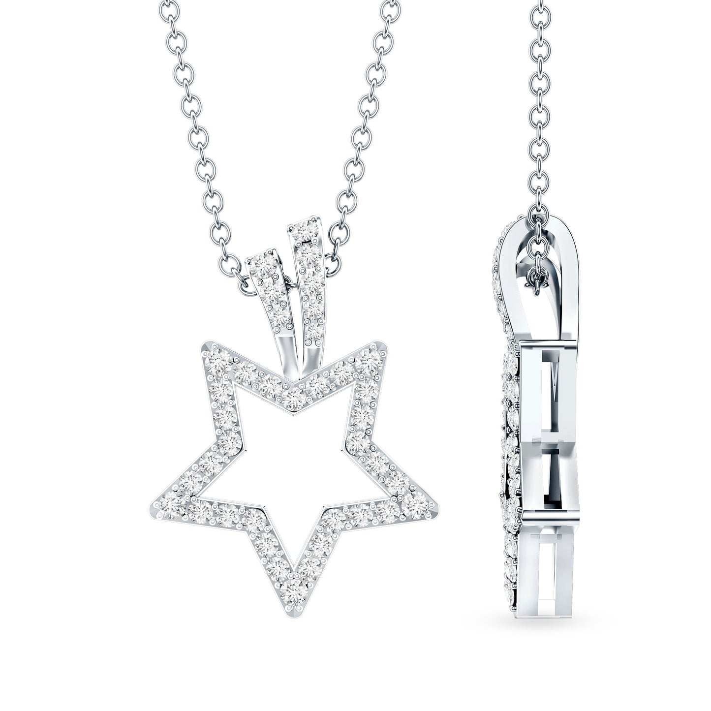 Natural Diamond Star Pendant For Women
