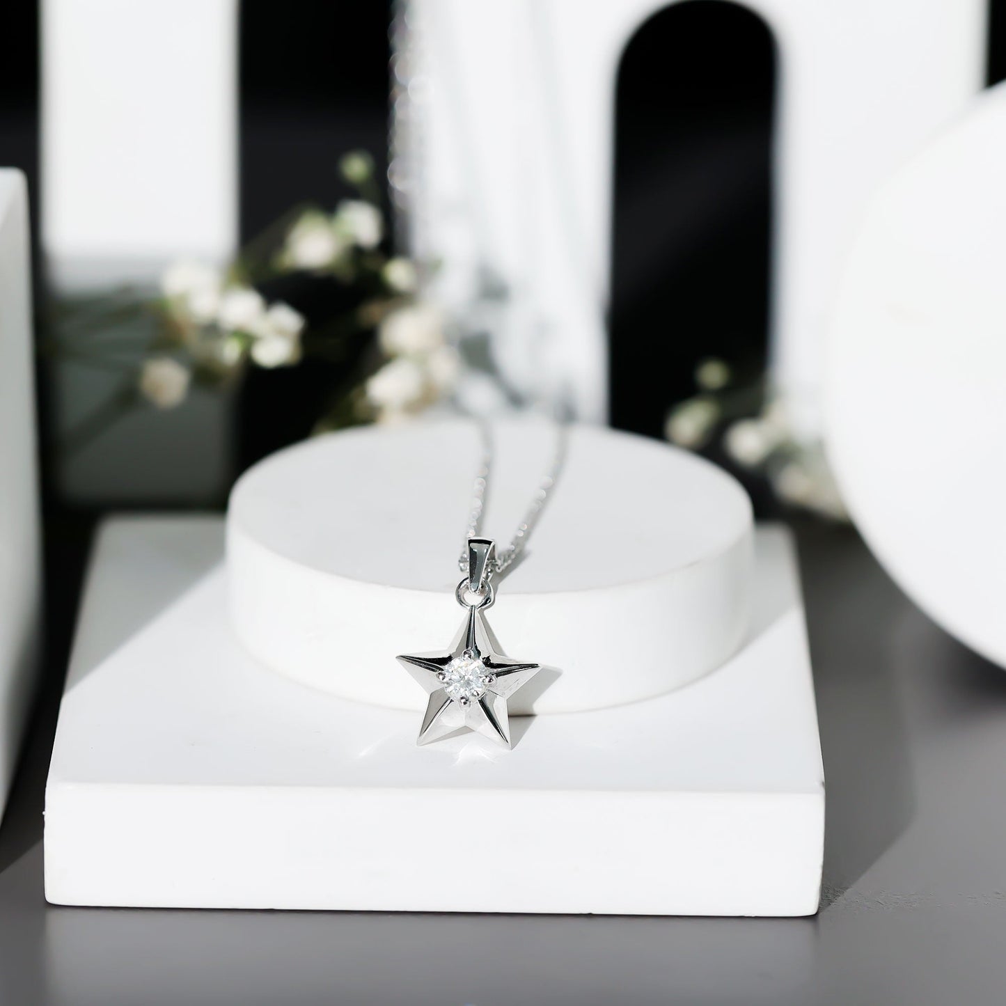 Certified Diamond Star Pendant Necklace