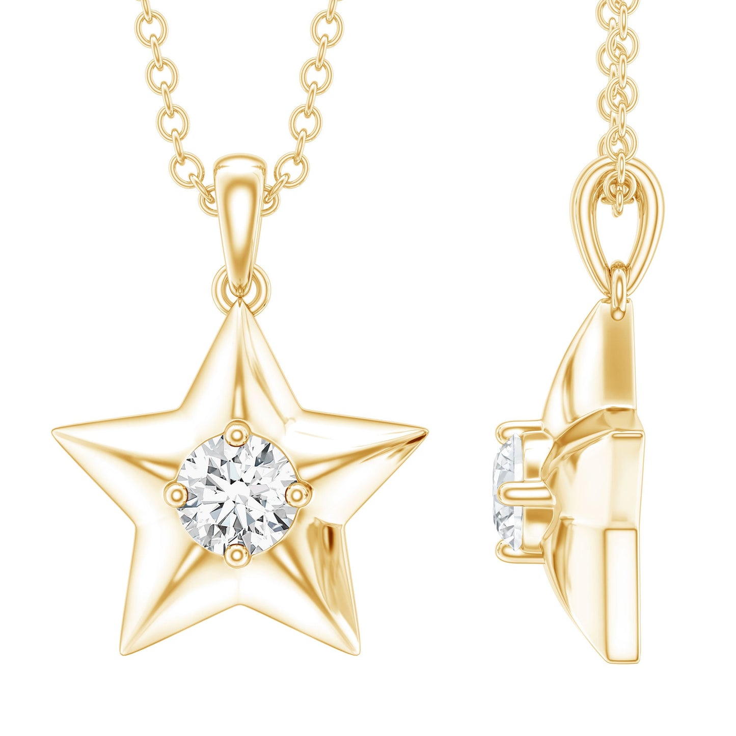 Certified Diamond Star Pendant Necklace