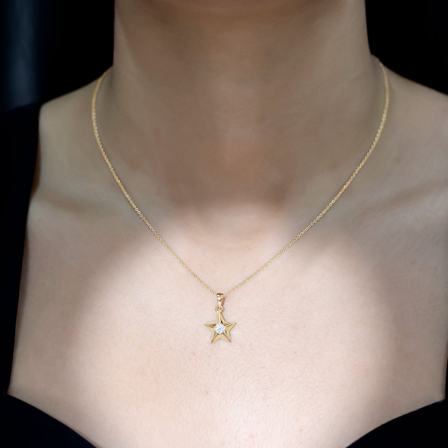 Certified Diamond Star Pendant Necklace