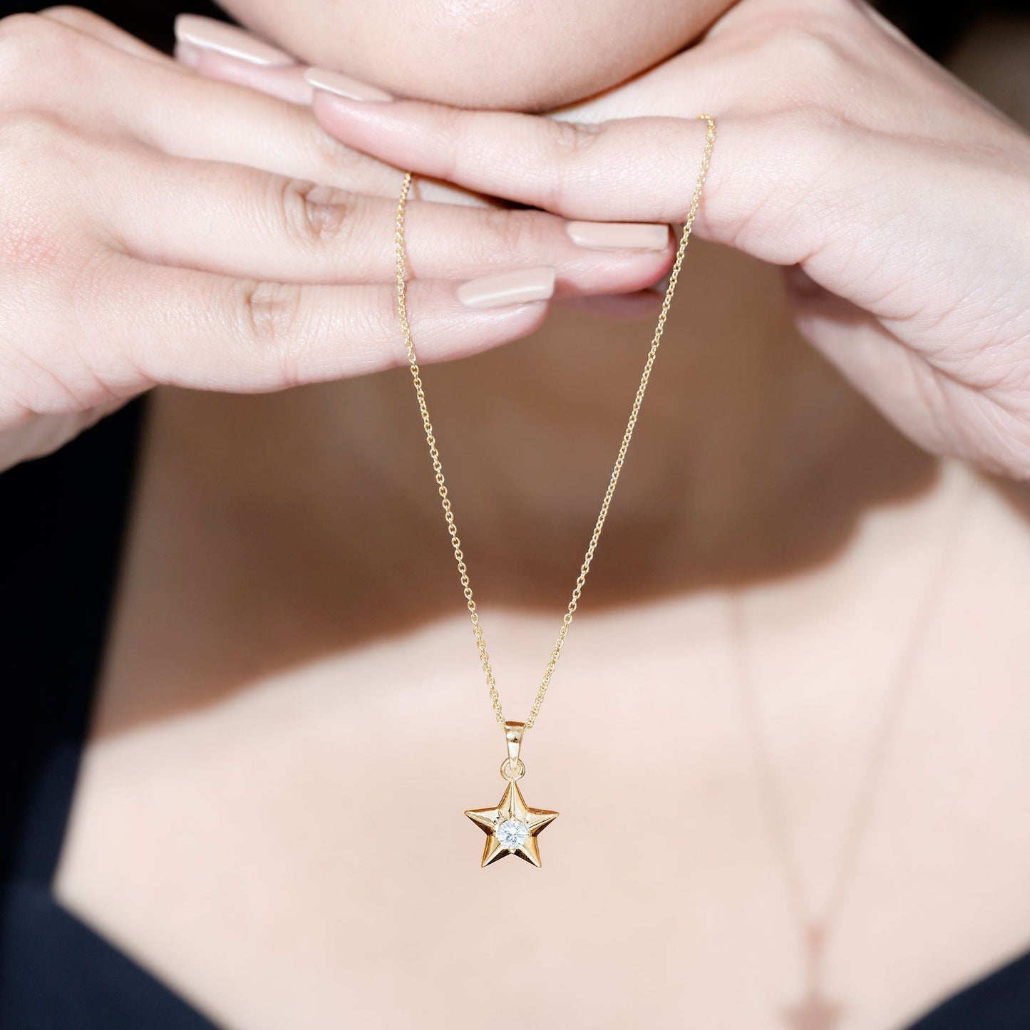 Certified Diamond Star Pendant Necklace