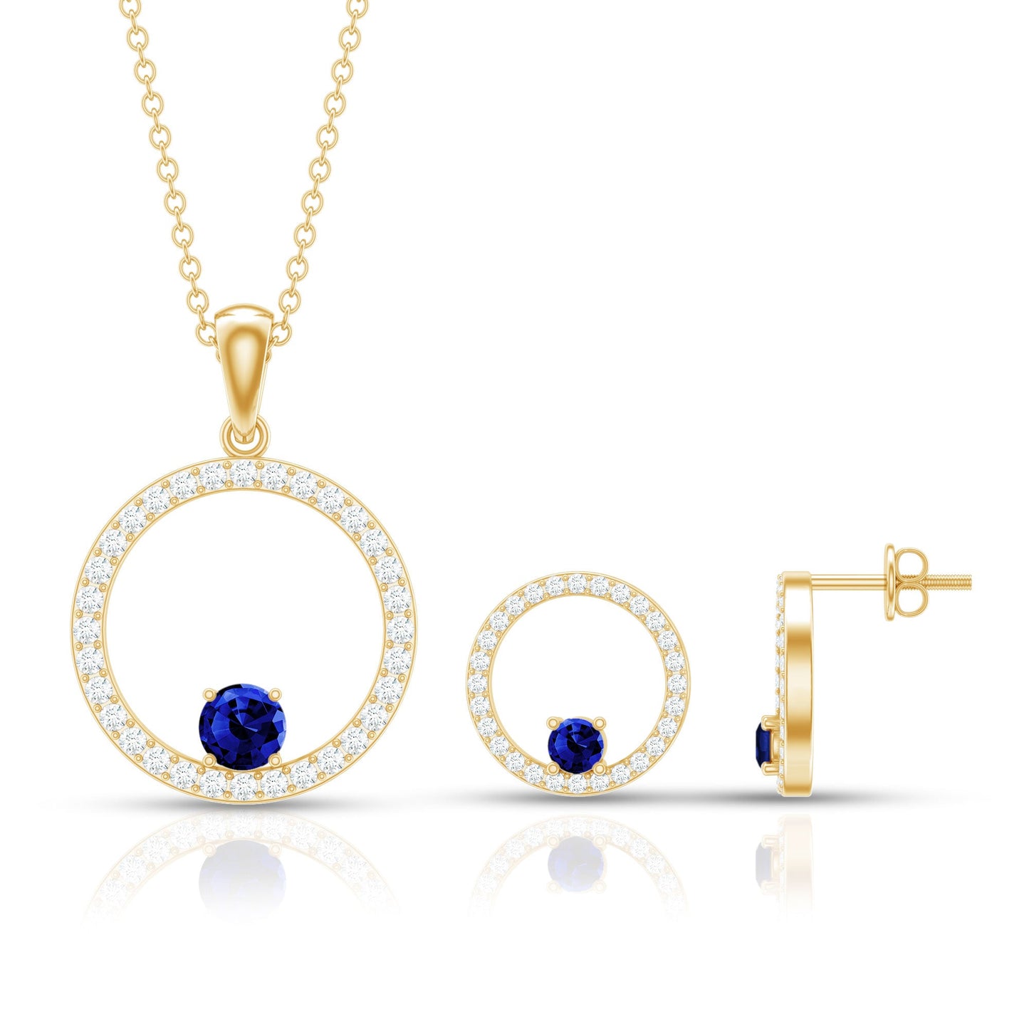 Lab Created Blue Sapphire and Moissanite Eternity Jewelry Set
