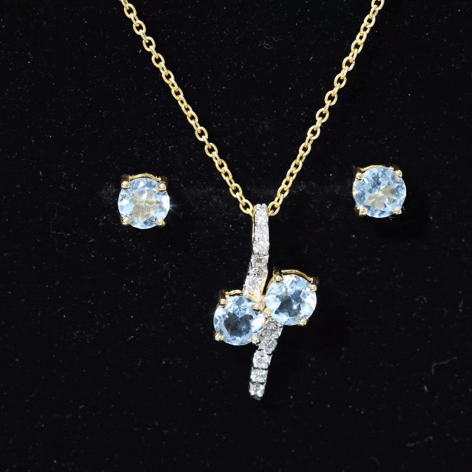 Aquamarine Bridal Jewelry Set with Diamond Accent
