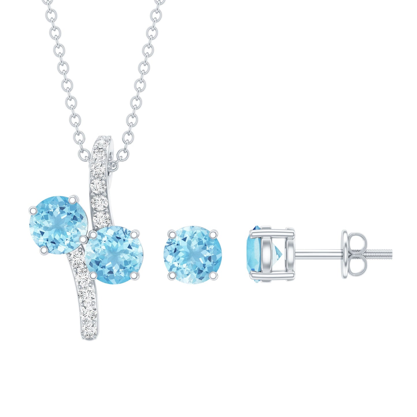 Aquamarine Bridal Jewelry Set with Diamond Accent