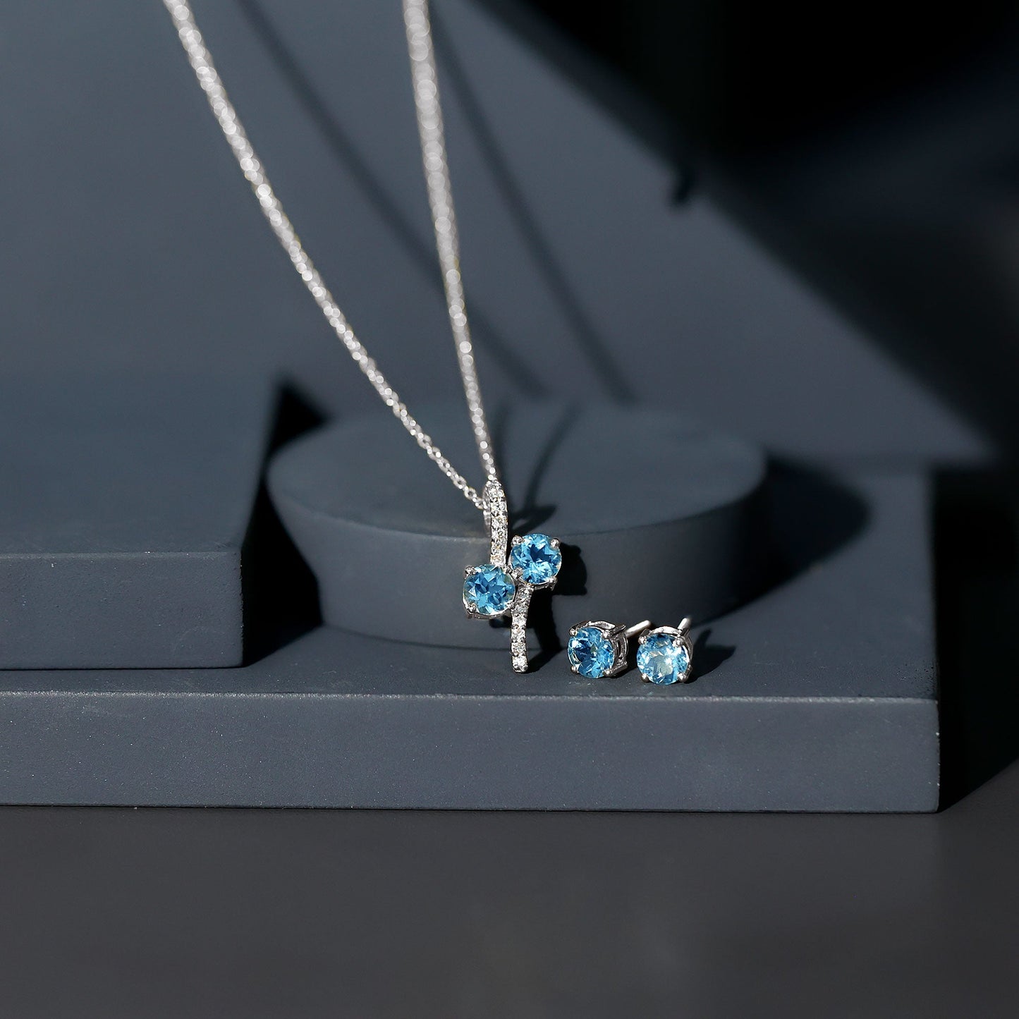 Aquamarine Bridal Jewelry Set with Diamond Accent