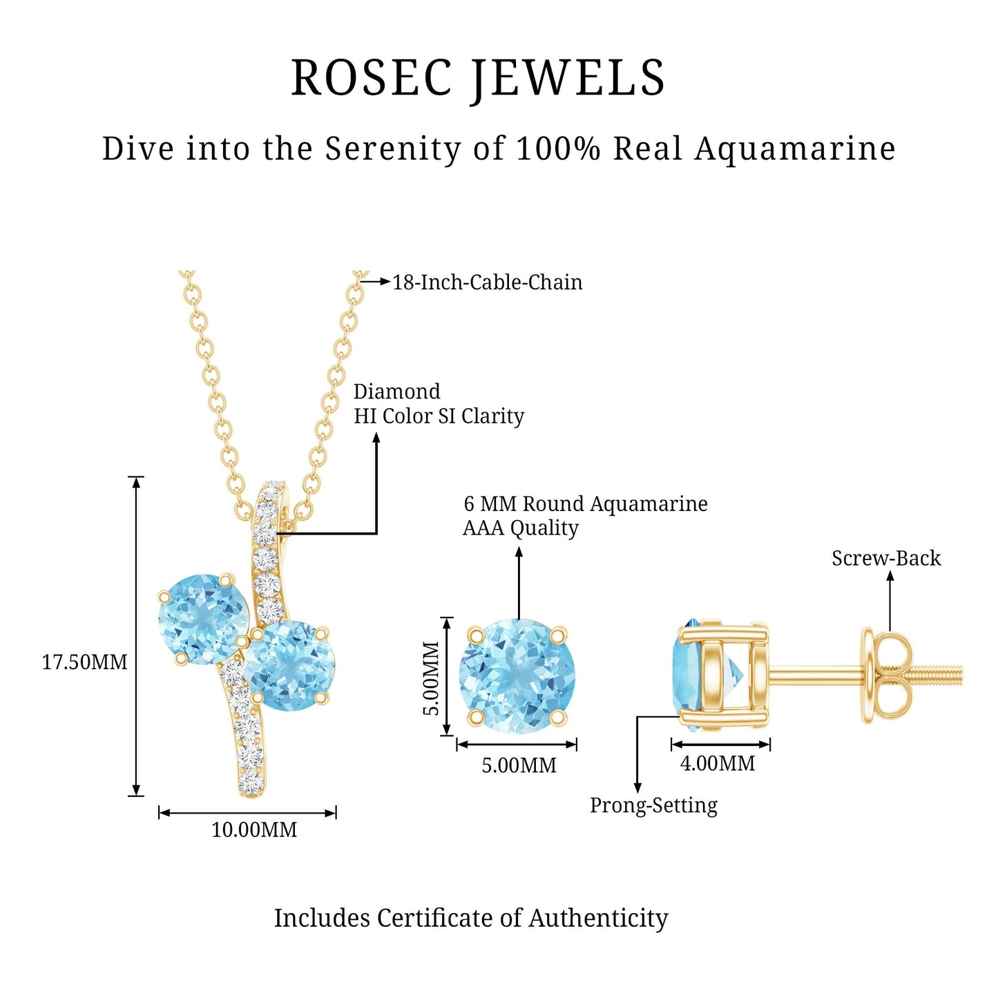Aquamarine Bridal Jewelry Set with Diamond Accent