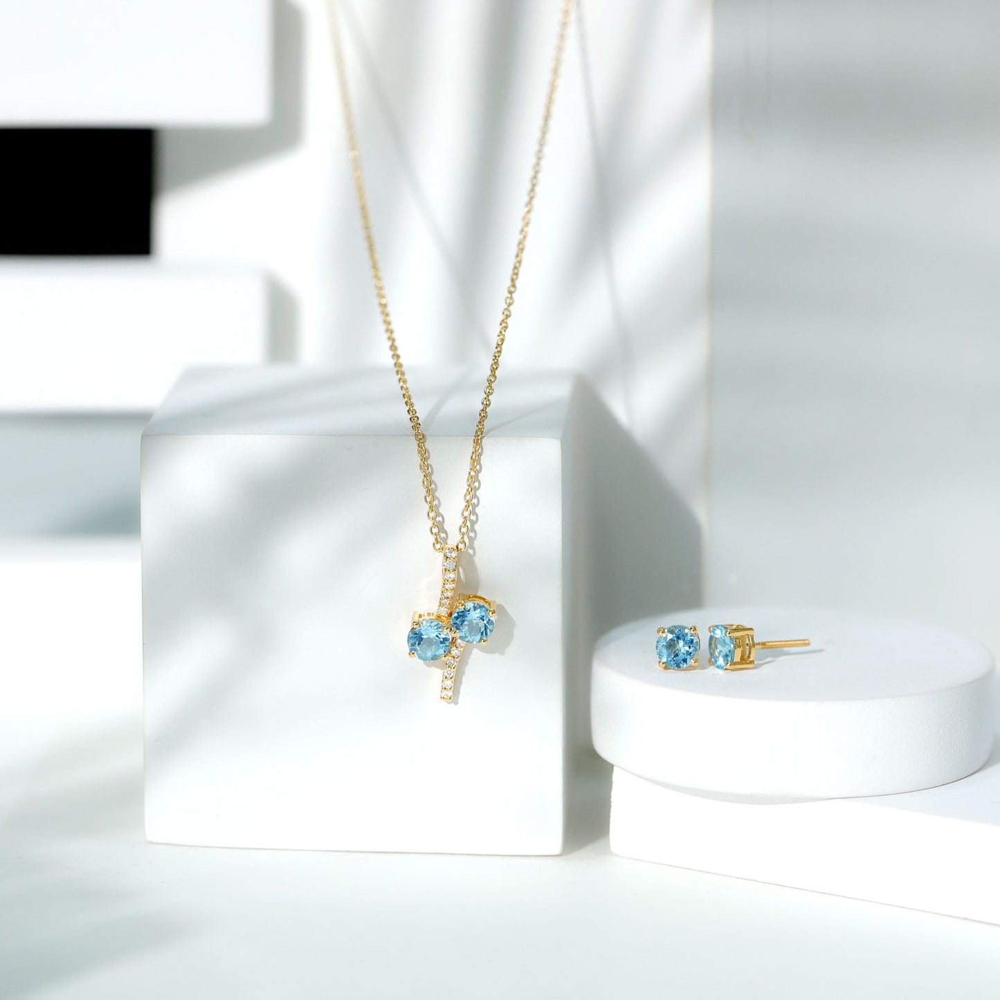Aquamarine Bridal Jewelry Set with Diamond Accent