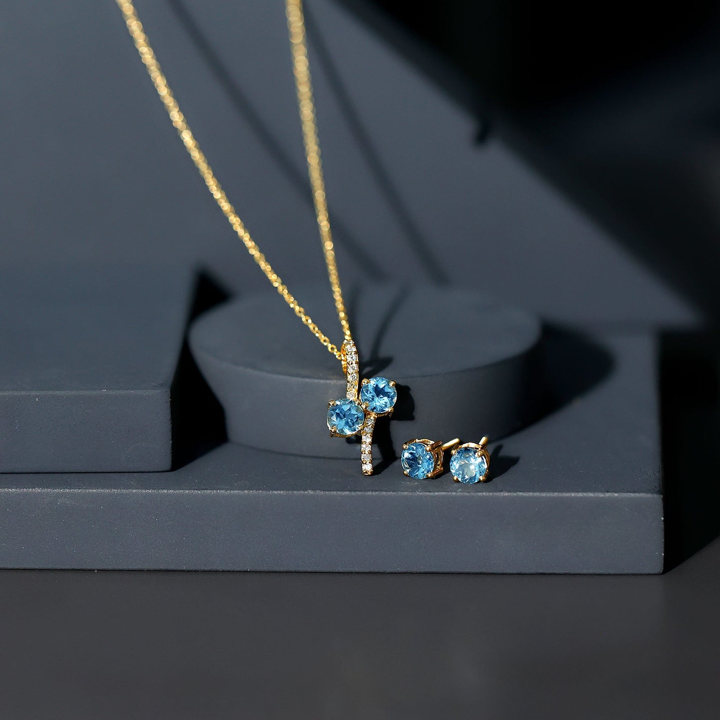 Aquamarine Bridal Jewelry Set with Diamond Accent
