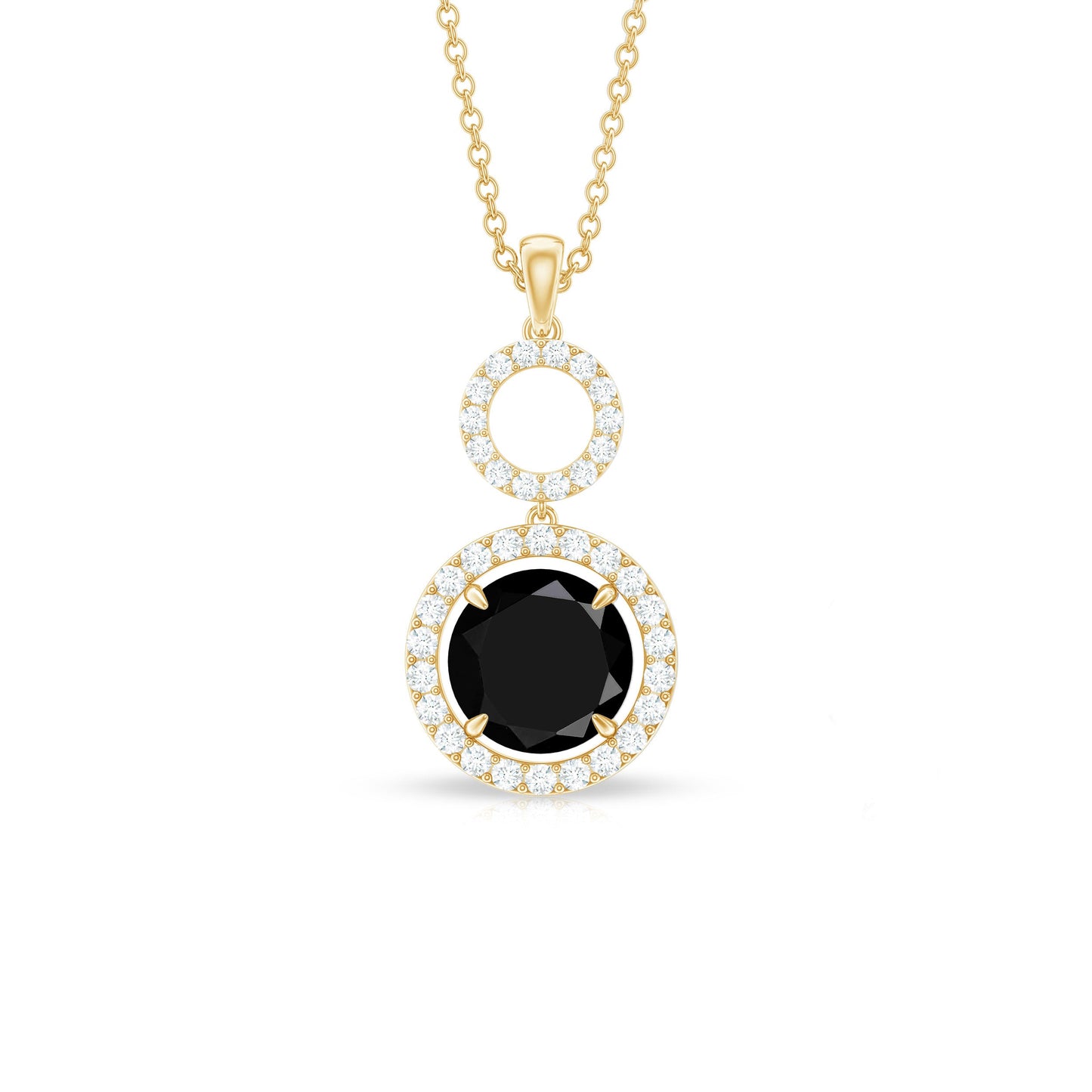 Classic 2 Carat Black Onyx Diamond Drop Necklace