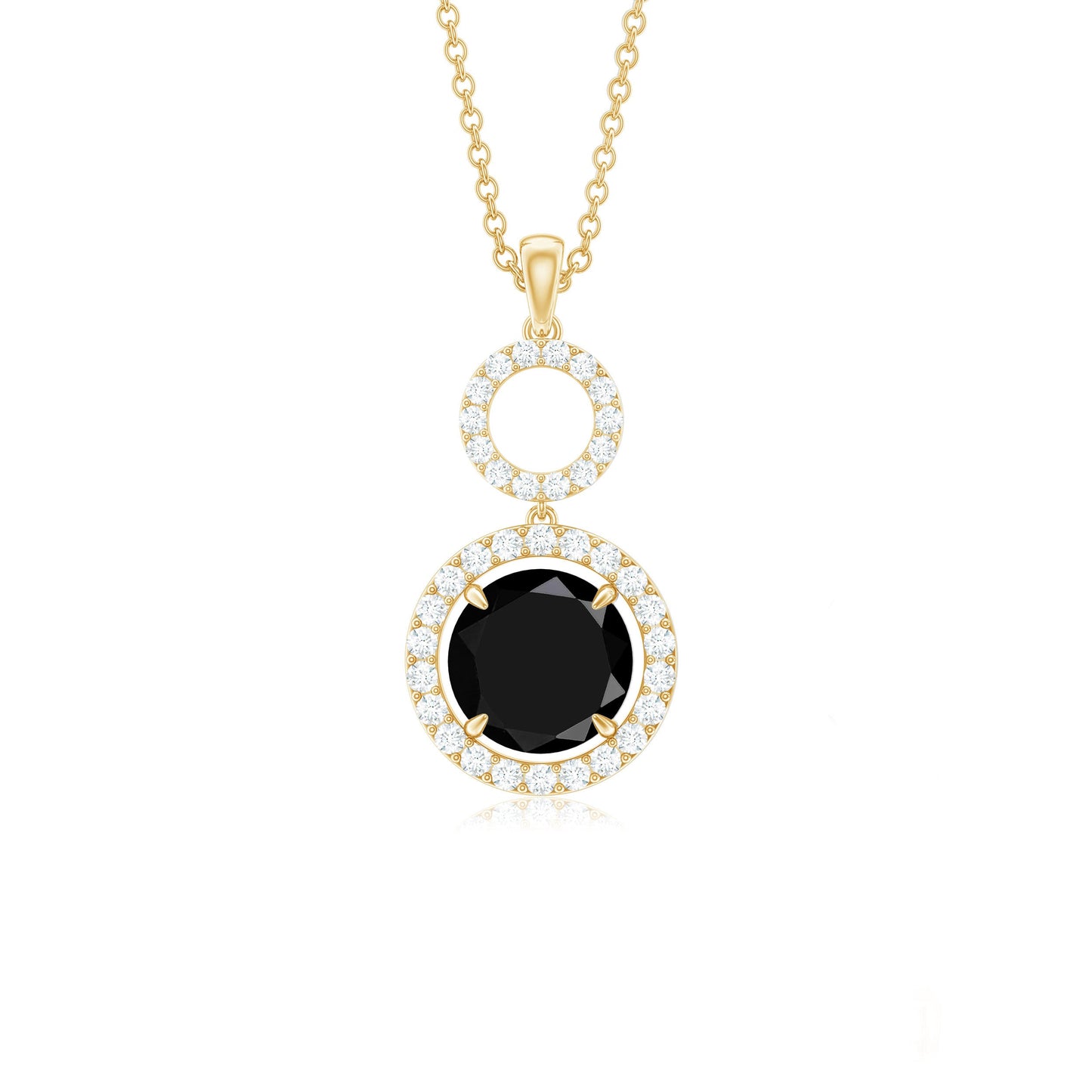 Real 2.6 Carat Black Spinel Drop Pendant Necklace with Diamond