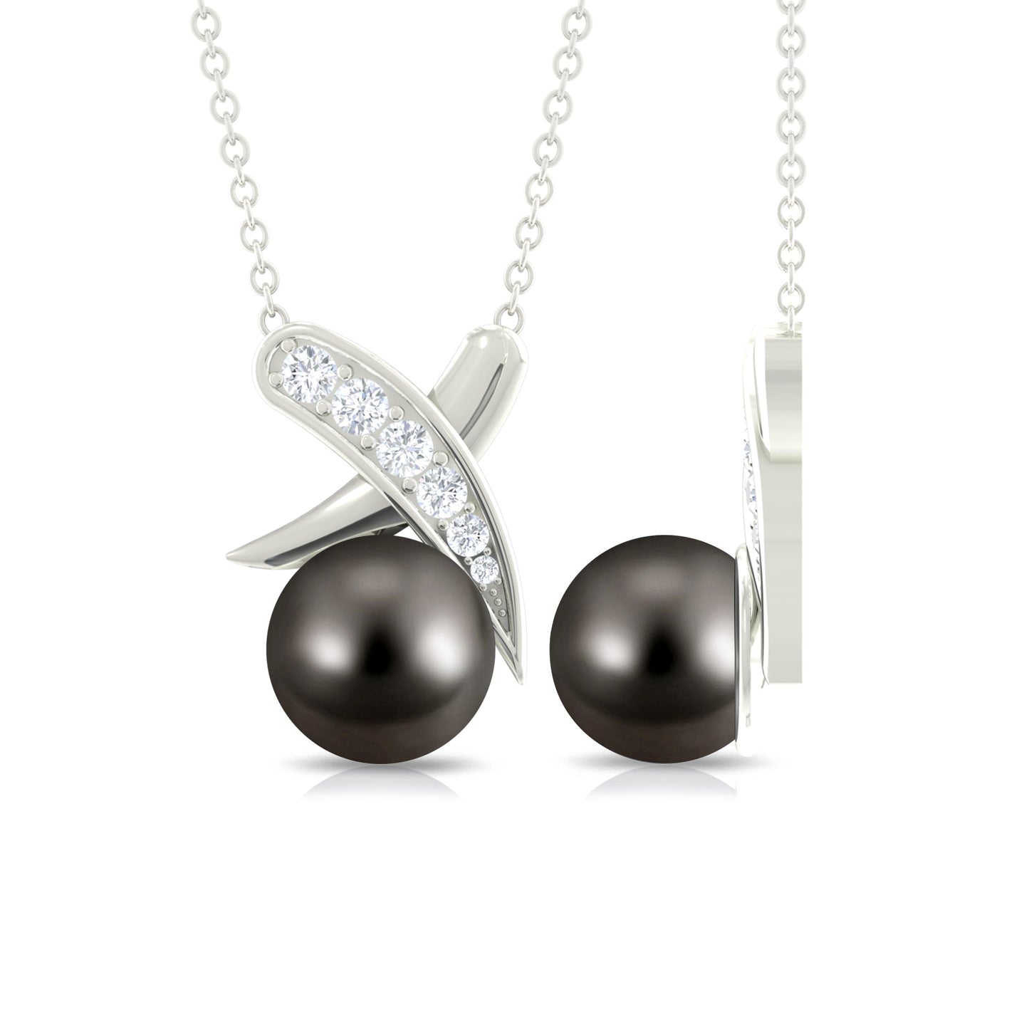 Tahitian Pearl and Diamond XO Necklace