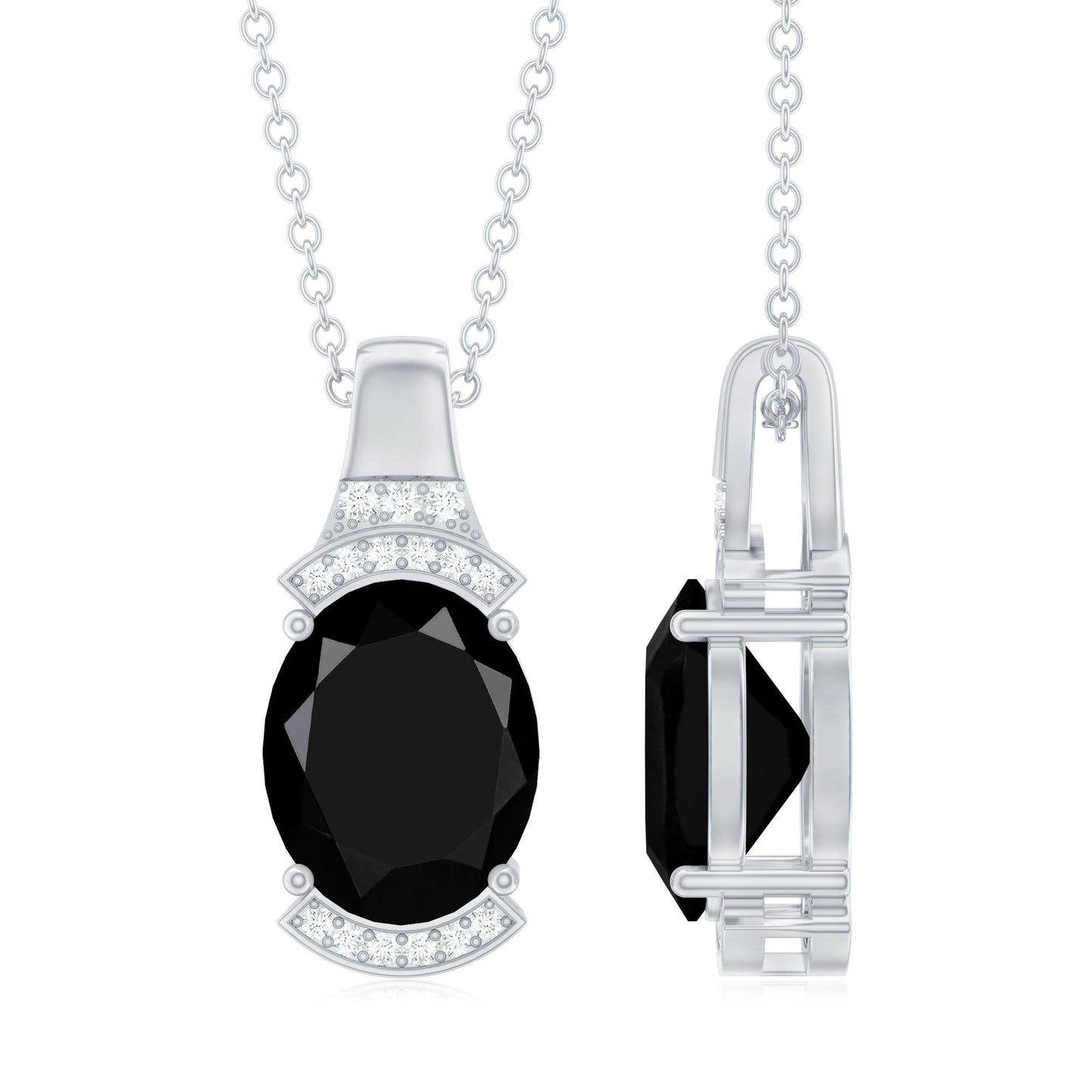 Certified 4.2 Carat Lab Grown Black and White Diamond Vintage Necklace