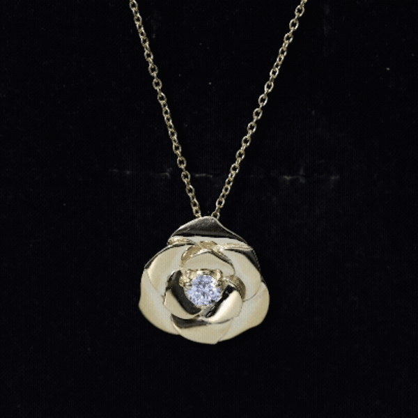 Certified Lab Grown Diamond Rose Pendant Necklace